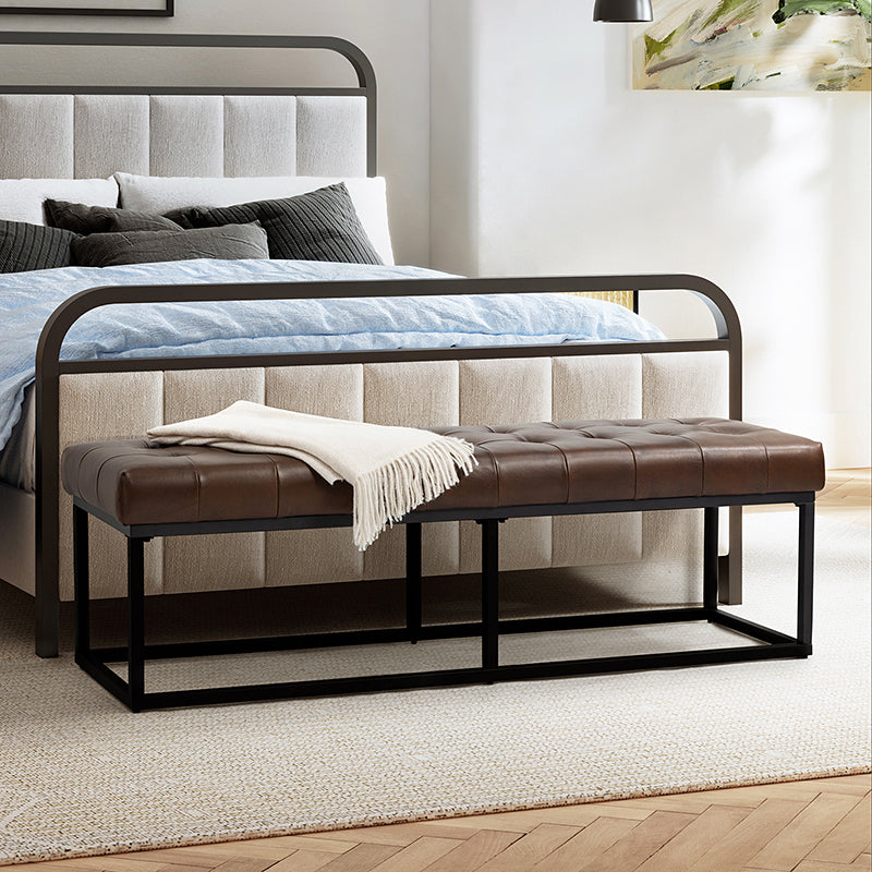 Rosana Genuine Leather Multi-Functional Storage Bench with Cushion Top - Perfect for Entryway, Bedroom, or Living Room Seating and Storage