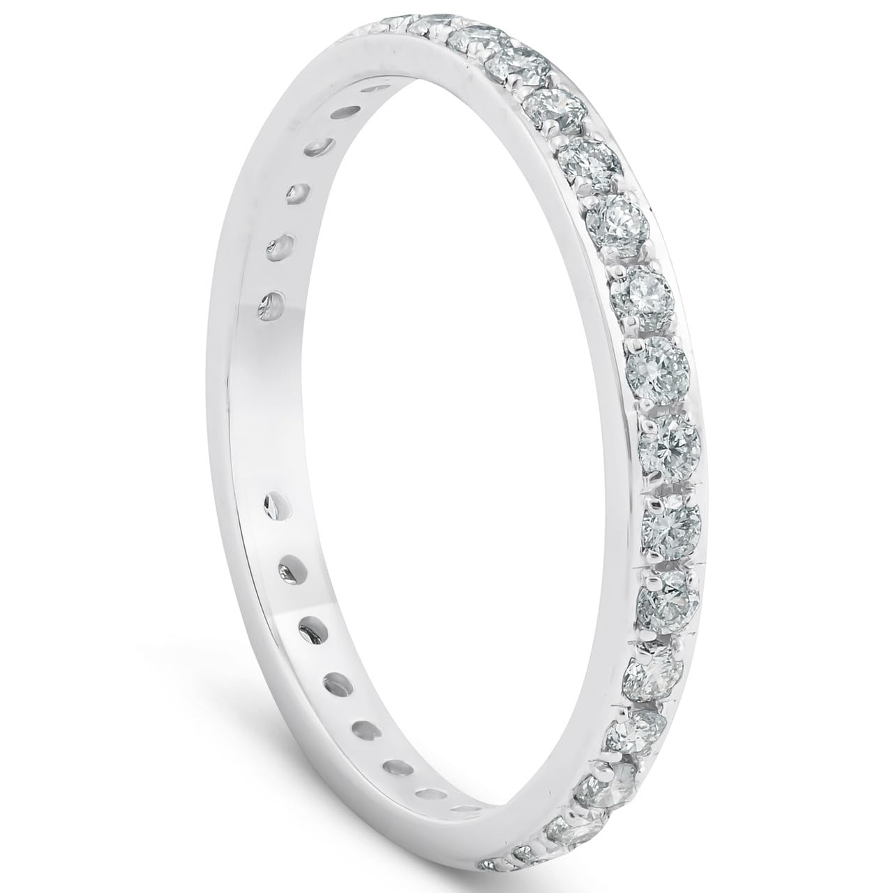 1/2 Carat Lab Grown Diamond Wedding Ring for Women - 10k White Gold Eternity Band | Perfect for Engagement, Anniversary & Bridal Jewelry Gifts
