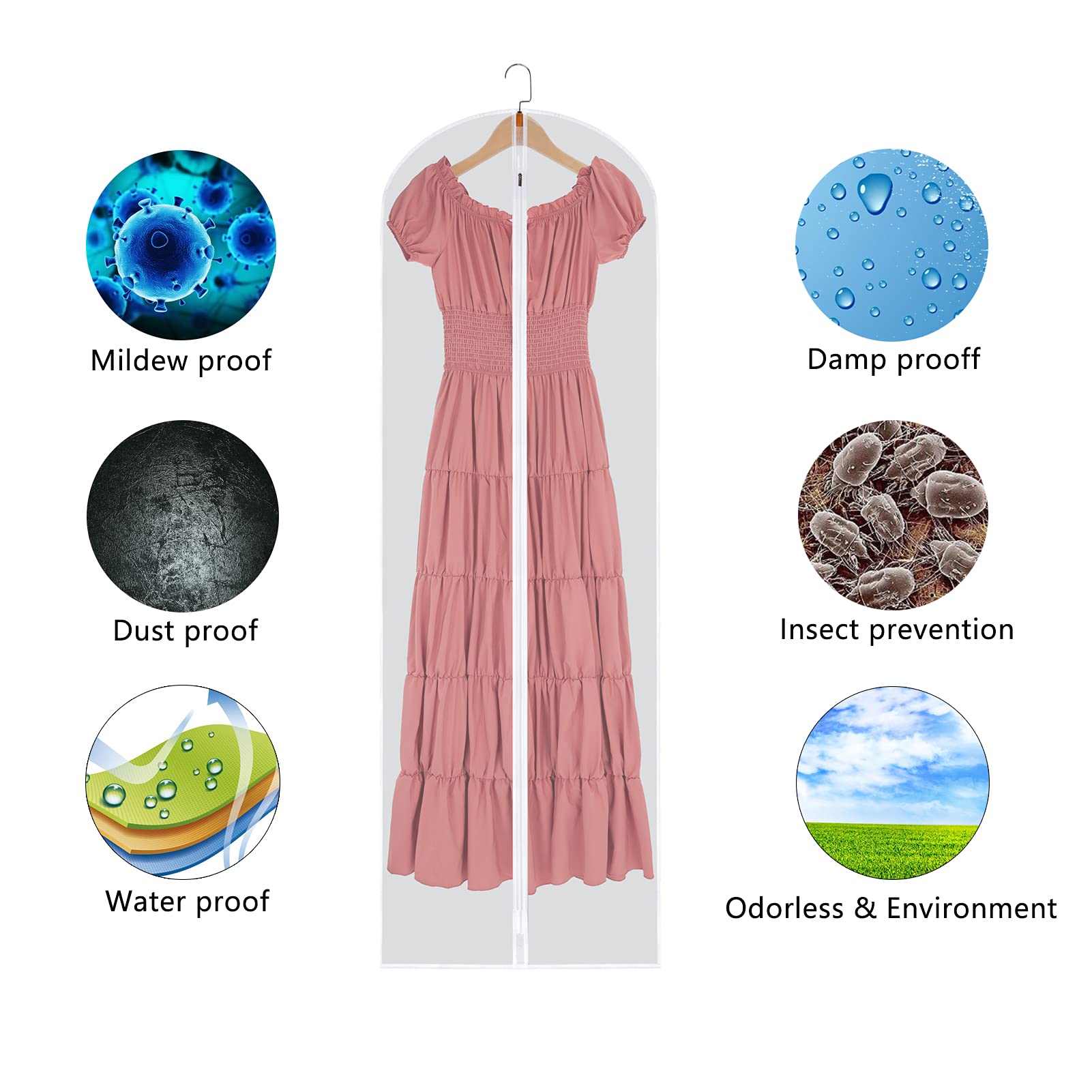 12 Pack Clear Hanging Garment Bags - 24