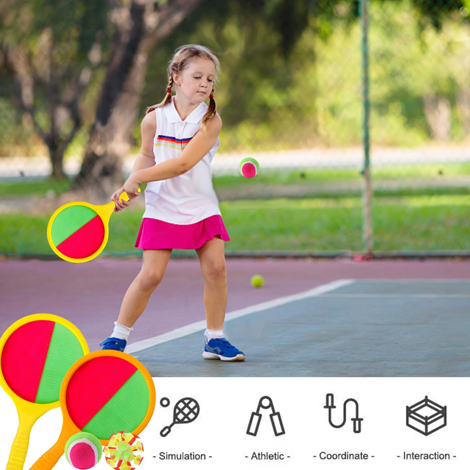 YOUYIKE Velcro Ball Catch Game Set for Kids - 2 Paddles & 2 Balls - Outdoor Beach Toys, Birthday Party Games, Backyard Fun Activities - Perfect for Family Bonding and Outdoor Play