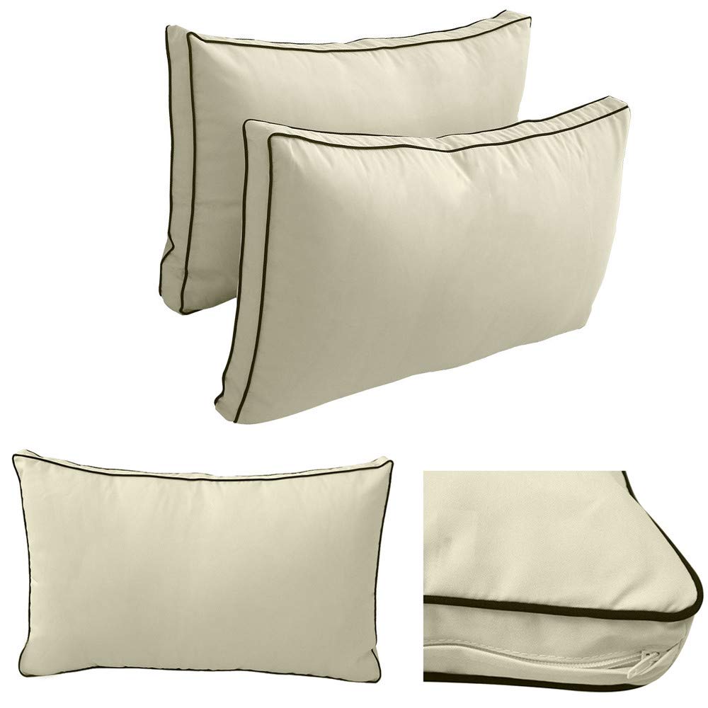 Prolinemax Style2 Full Size 5-Piece Outdoor Daybed Cushion Set with Contrast Piping - Waterproof Patio Furniture Cushions for Poolside, Garden & Backyard Relaxation