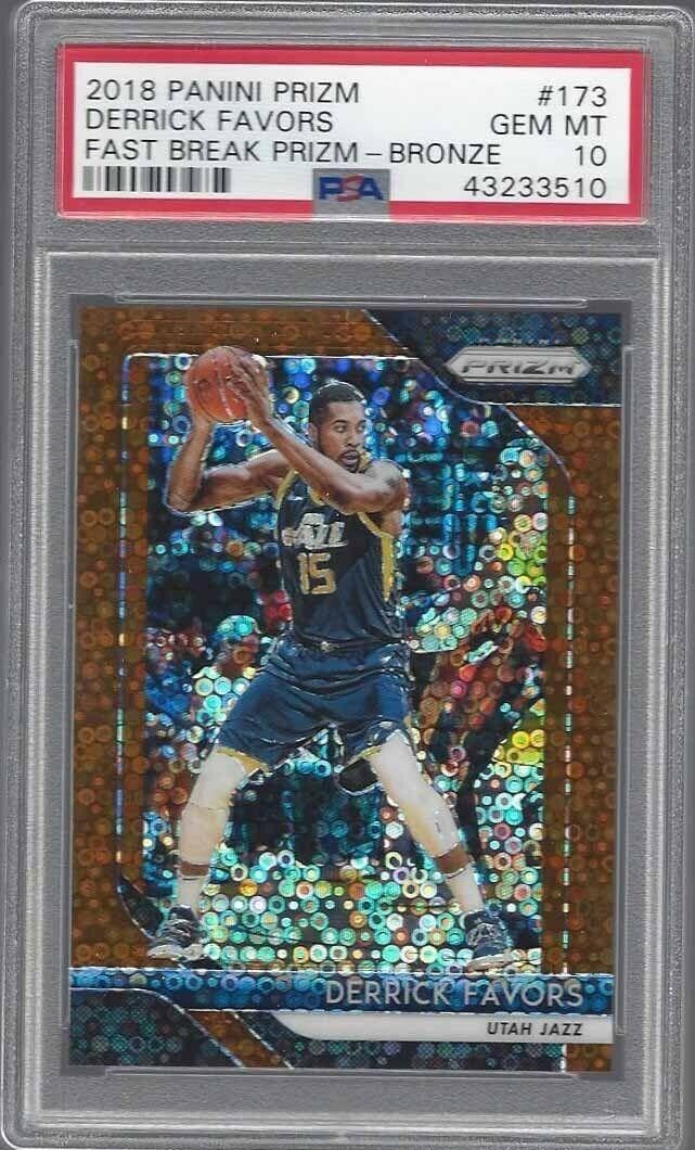 Derrick Favors 2018-19 Panini Prizm Fast Break Bronze FOTL #/20 PSA 10 Gem Mint Basketball Card - Rare Pop 1/1 - Perfect for NBA Collectors & Basketball Memorabilia Displays