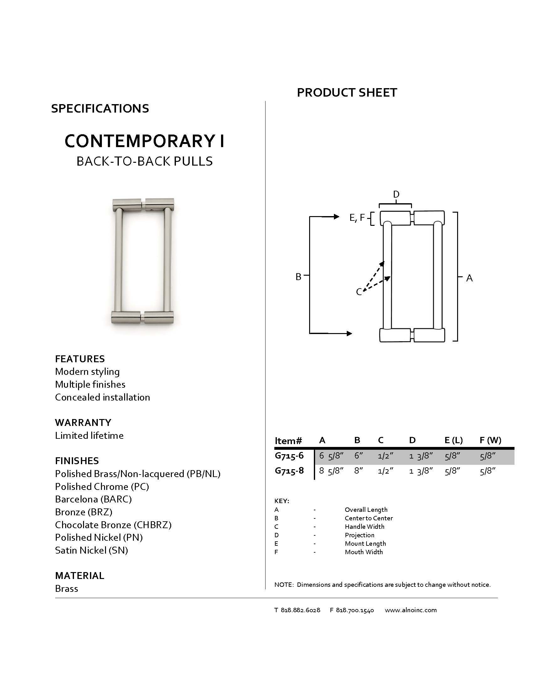 G715-8-BRZ Contemporary Modern Back-to-Back Pull Handle - Bronze Cabinet Hardware for Kitchen, Bathroom & Furniture Drawers