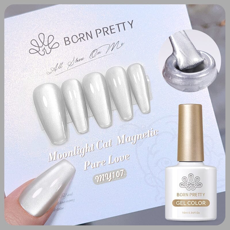Moonlight Cat Magnetic Gel Polish MY107 Pure Love 10ml - Long Lasting Nail Polish for Gel Manicure, DIY Nail Art at Home or Salon
