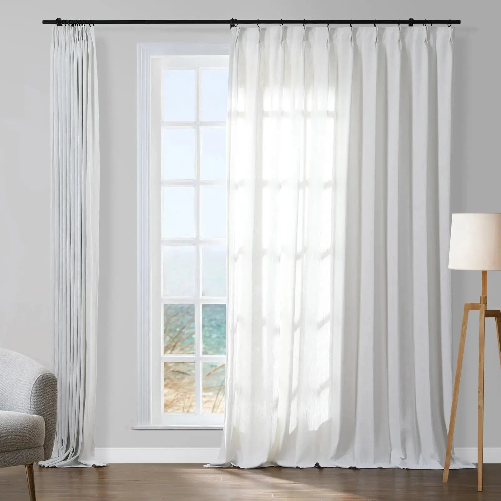 Stylish Sarai Textured Metallic Cotton Blend Pleated Curtains - Elegant Window Treatment for Living Room & Bedroom Decor