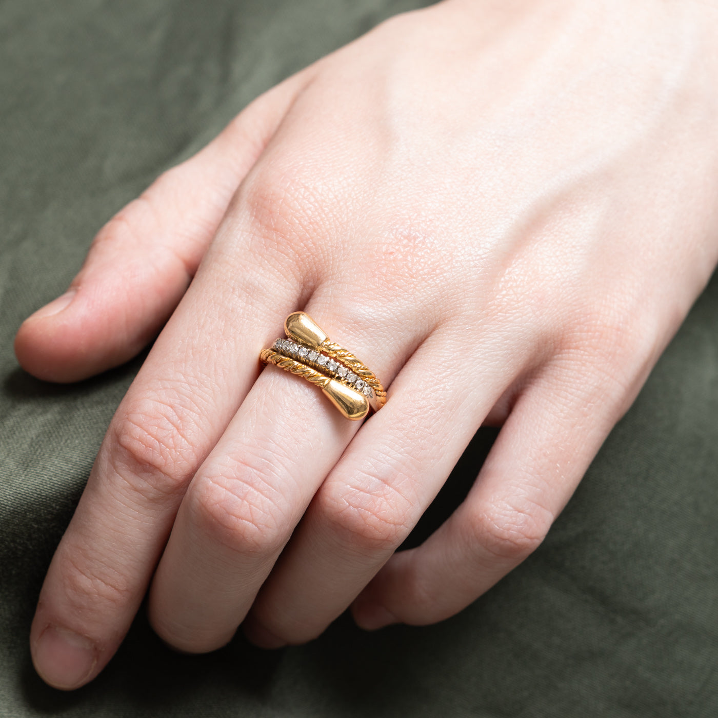 0.11ctw Diamond Wrap Rope Ring - Size 6.75 | Elegant Stackable Wedding Band for Women | Perfect for Engagement, Anniversary & Special Occasions