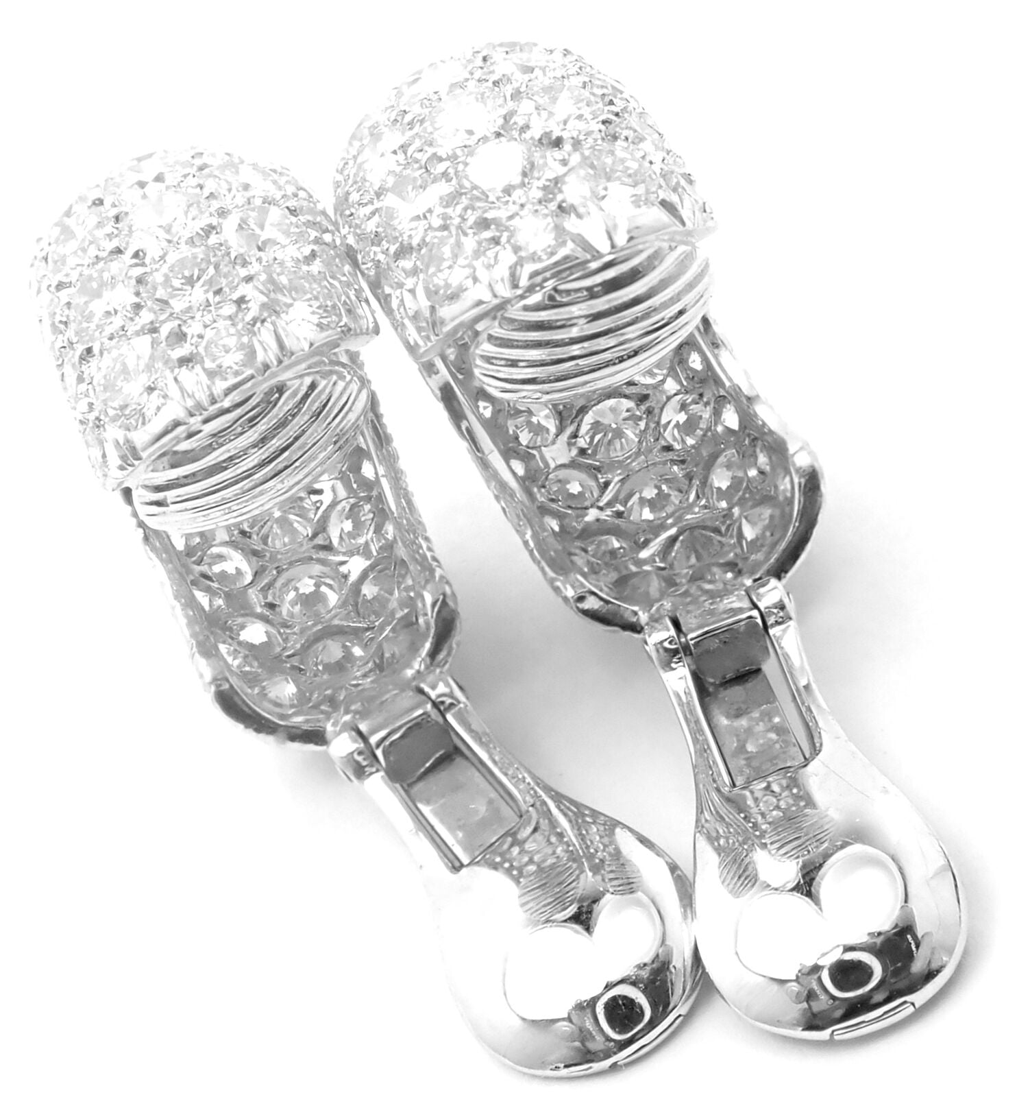 Authentic David Webb Platinum 18k White Gold 10 Carat Diamond Hoop Earrings for Women - Luxury Jewelry Gift for Anniversary, Wedding & Special Occasions