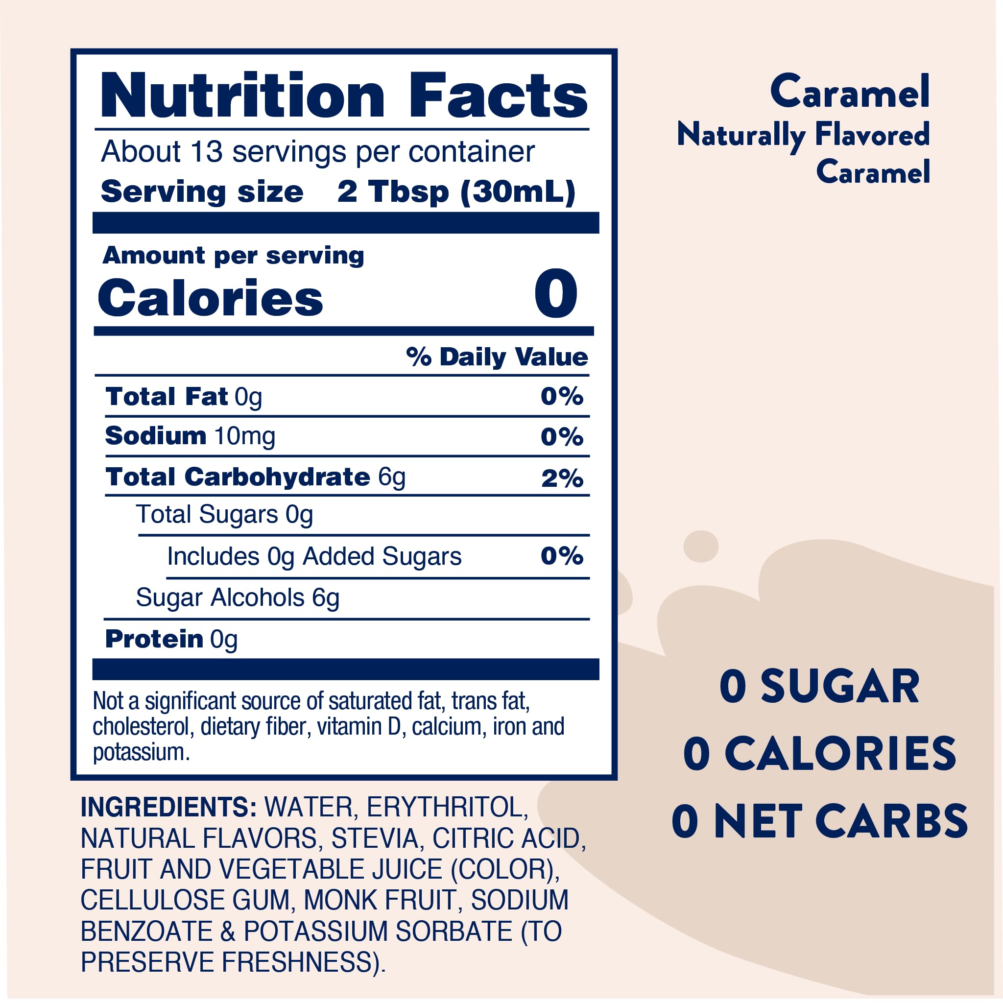 Jordan's Skinny Syrups Sugar Free Caramel Syrup - 12.6 oz, Zero Sugar & Zero Calorie Coffee Flavoring for Lattes, Protein Shakes, Cocktails, Mocktails, Baking & Desserts - Naturally Sweetened Sugar Alternative for Keto & Diabetic Friendly Diets