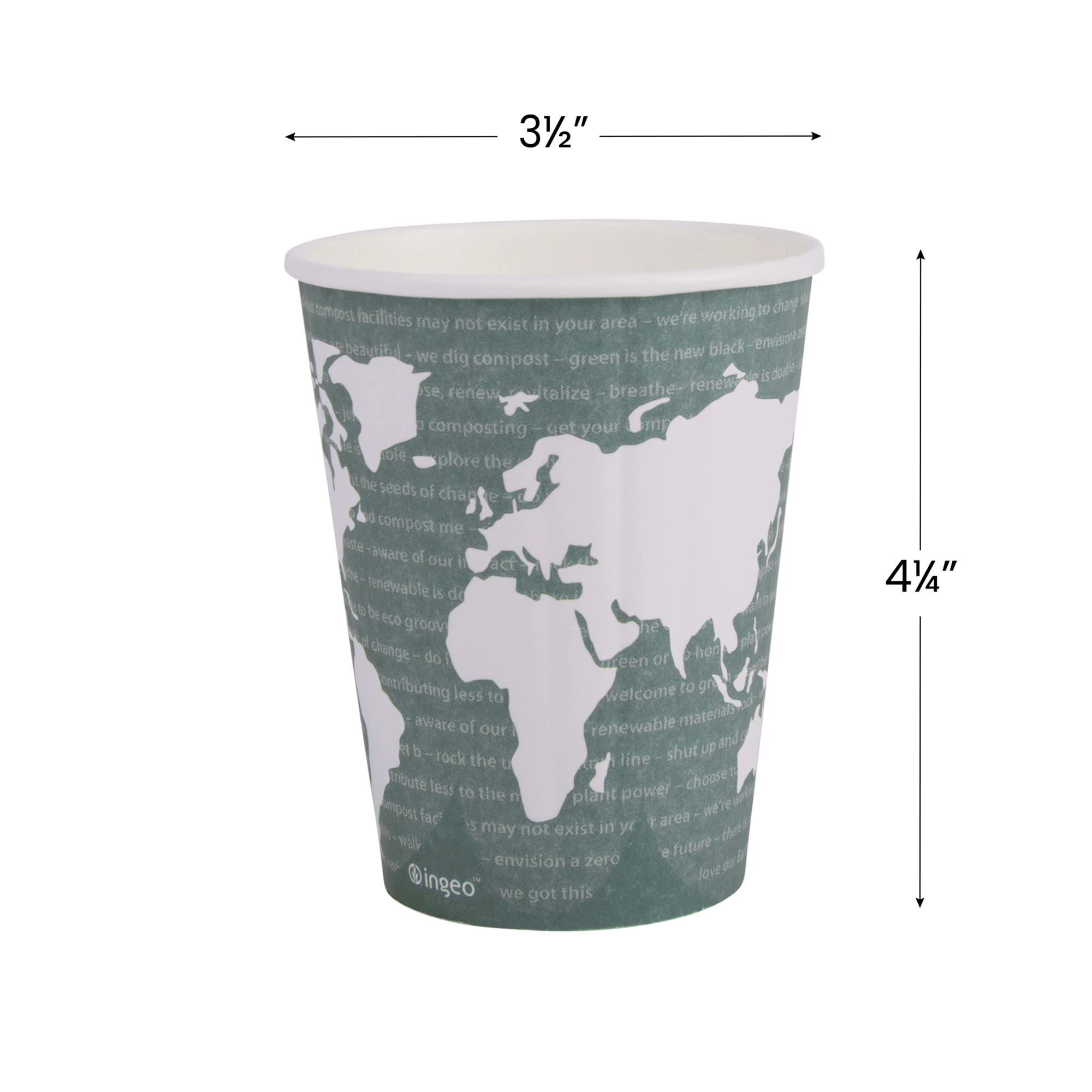 ECO PRODUCTS Compostable Disposable 12oz Coffee Cups - 600 Count Case, Double-Wall Insulated Hot Paper Cups with Plant-Based PLA Lining (No Sleeves Needed) | Biodegradable, Sustainable Coffee Cups for Offices, Cafés & Eco-Friendly Events