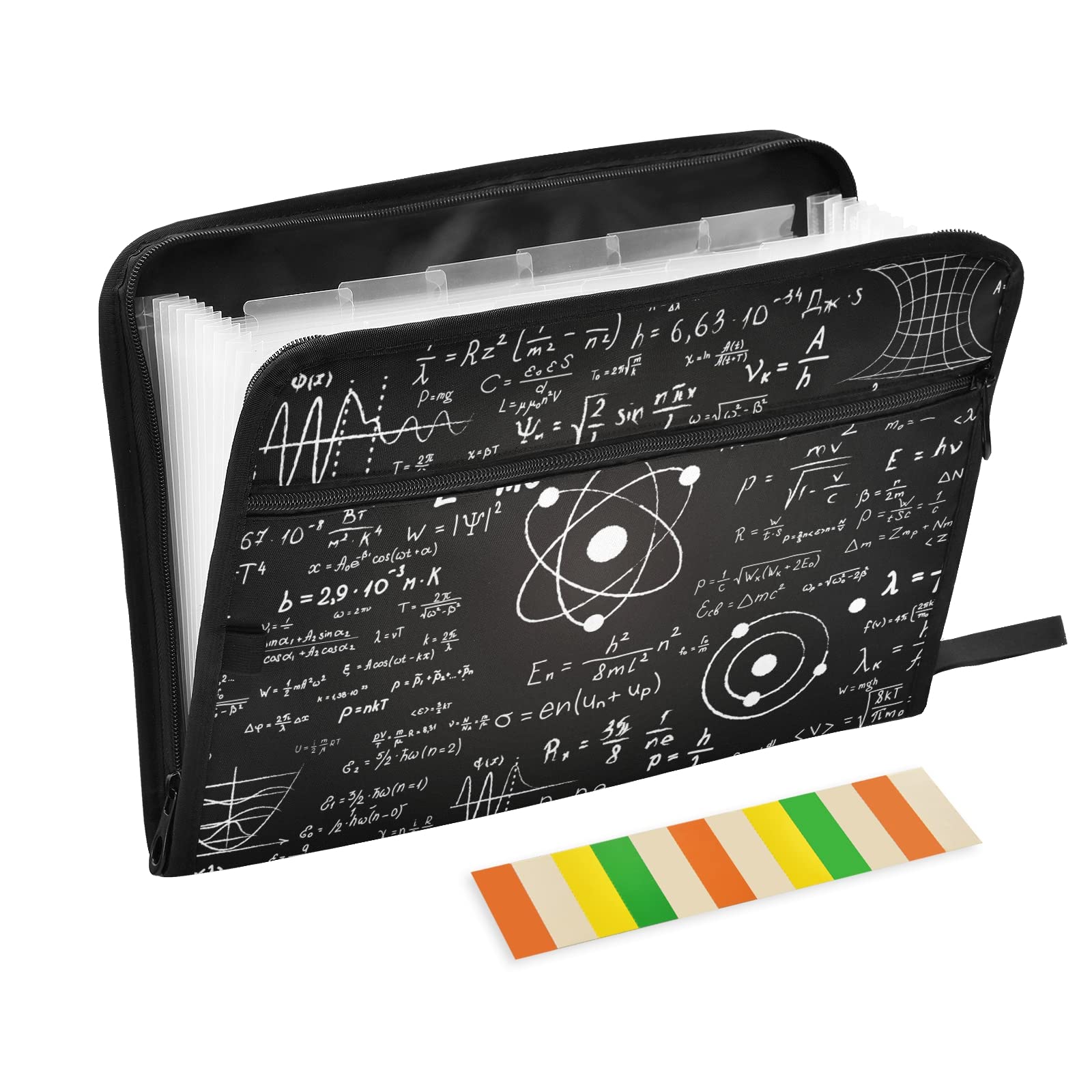 KFBE 13-Pocket Expanding File Folder with Sticky Labels - Accordion Organizer for Letter/A4 Documents - Zippered Closure (20811498) - Perfect for School, Office & Home Organization