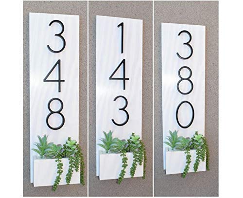 Vertical Address Sign with Planter Box - Modern House Number Display for Mail Delivery & Curb Appeal | Outdoor Home Decor for Front Yard, Porch & Garden