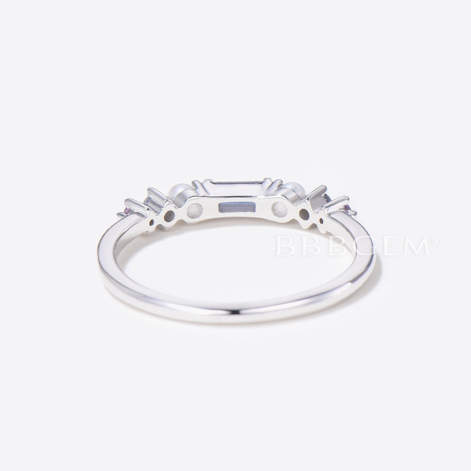 Vibrant Multi-Color Gemstone Family Ring - Aquamarine, Pearl & Amethyst Birthstone Rainbow Band for Women | Perfect for Mother's Day, Anniversary Gifts & Special Occasions