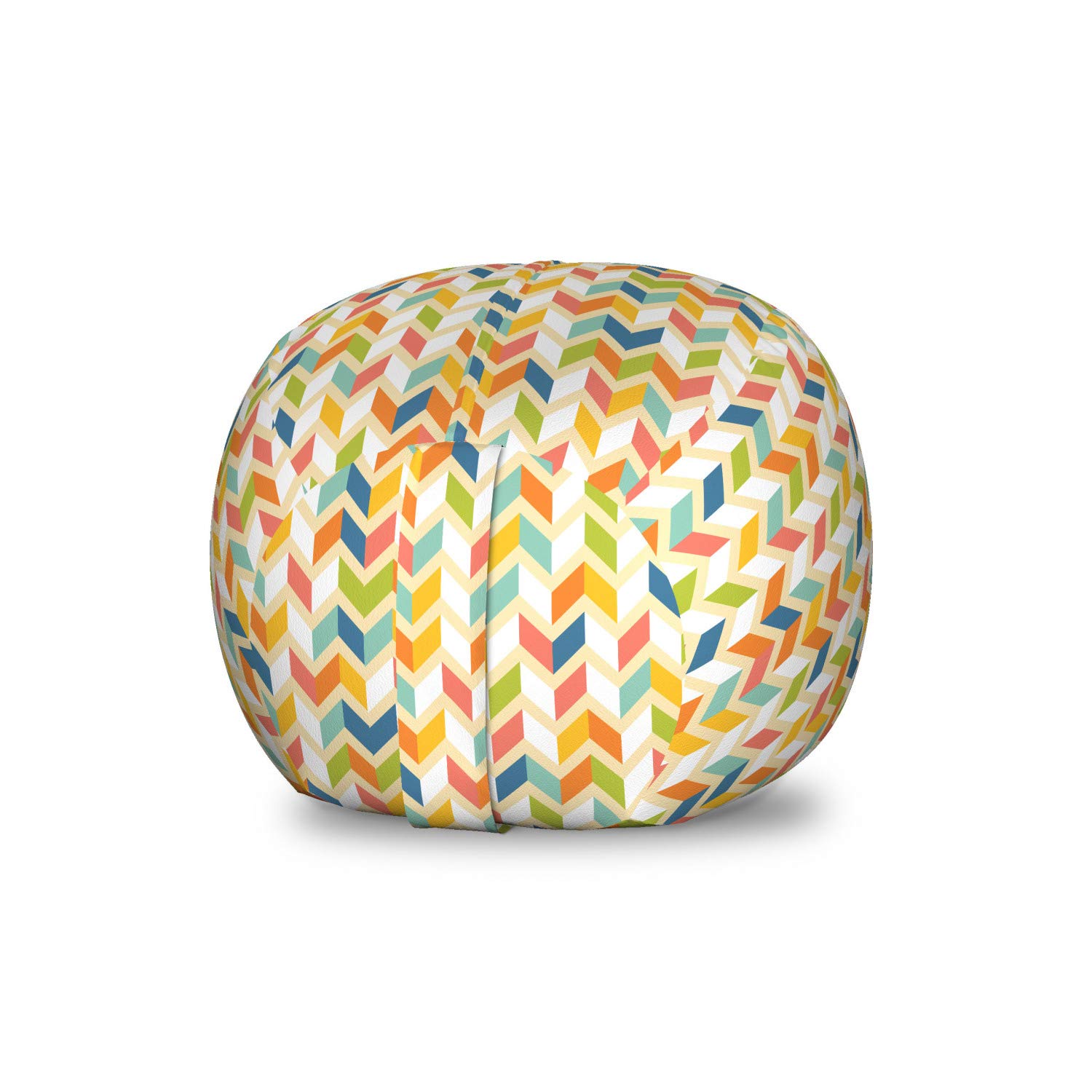 Ambesonne Chevron Toy Storage Bag Chair - Retro Rainbow Striped Pattern, Washable Stuffed Animal Organizer for Kids Room (Small Size, Multicolor) - Perfect for Playroom Organization & Kids Bedroom Decor