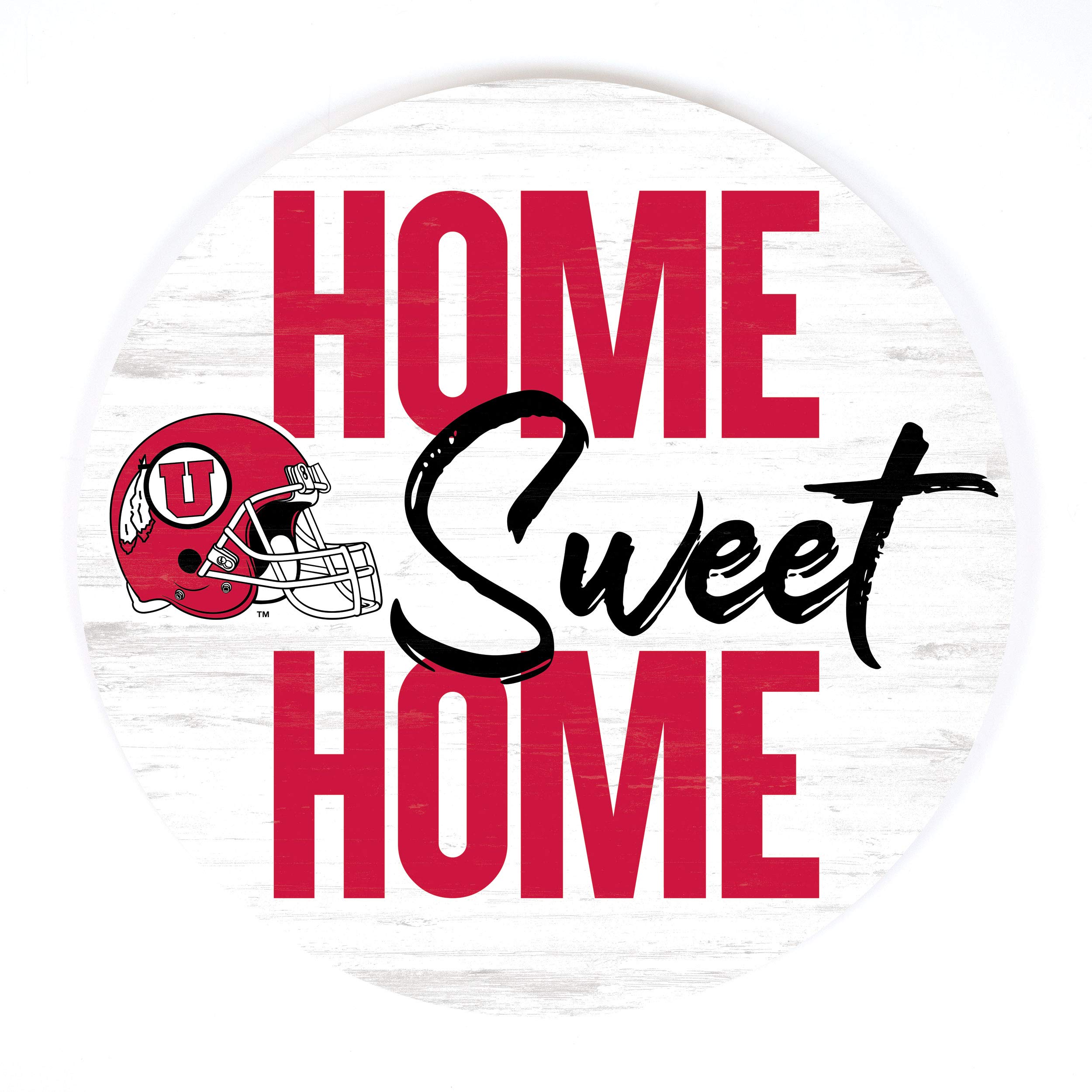 University of Utah NCAA Football Wood Barrel Top Sign - 17 x 17 Inches - Home Sweet Home Decor for Game Room, Man Cave & Sports Bar