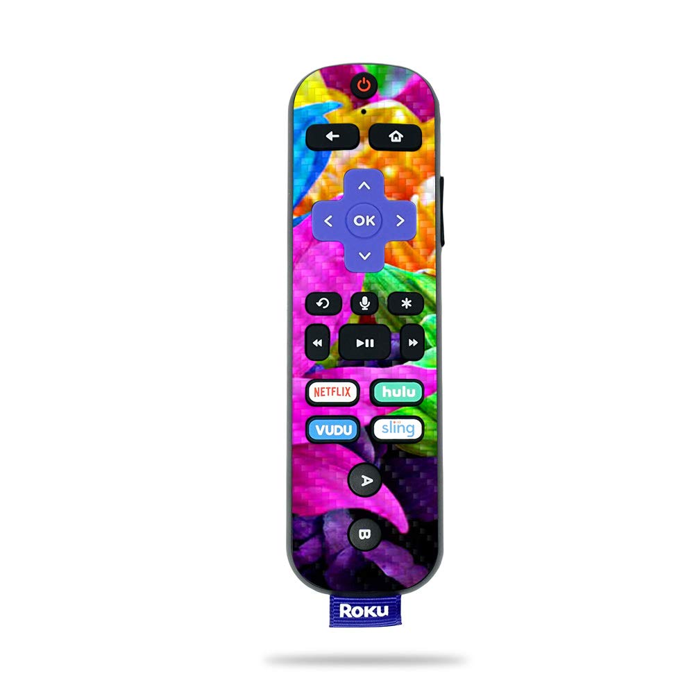 MightySkins Carbon Fiber Skin for Roku Ultra - Colorful Flowers Design | Protective Durable Textured Cover | Easy to Apply & Remove | Made in USA | Perfect for Home Entertainment & Personalized Streaming Device Protection