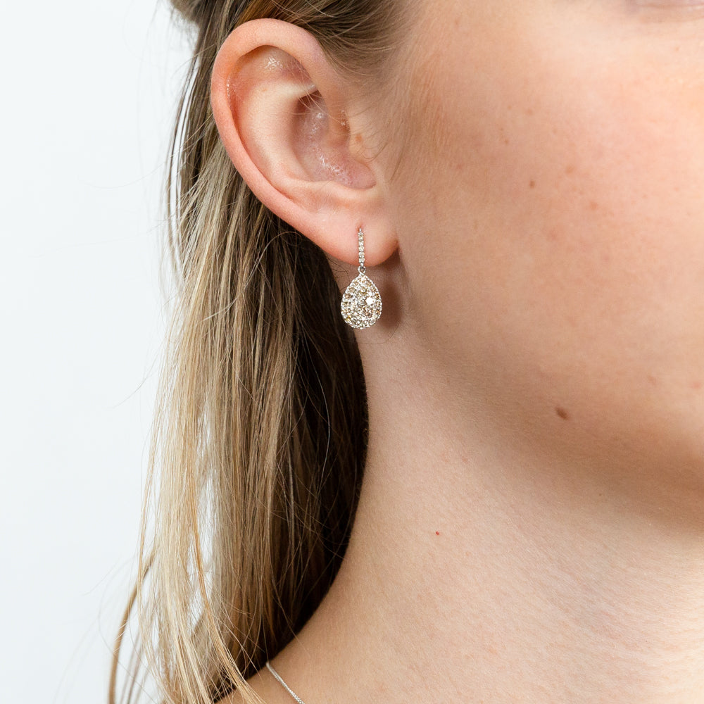 18ct White Gold 1 Carat Pear-Shaped Diamond Drop Earrings for Women - Elegant Dangle Earrings for Weddings, Parties & Special Occasions