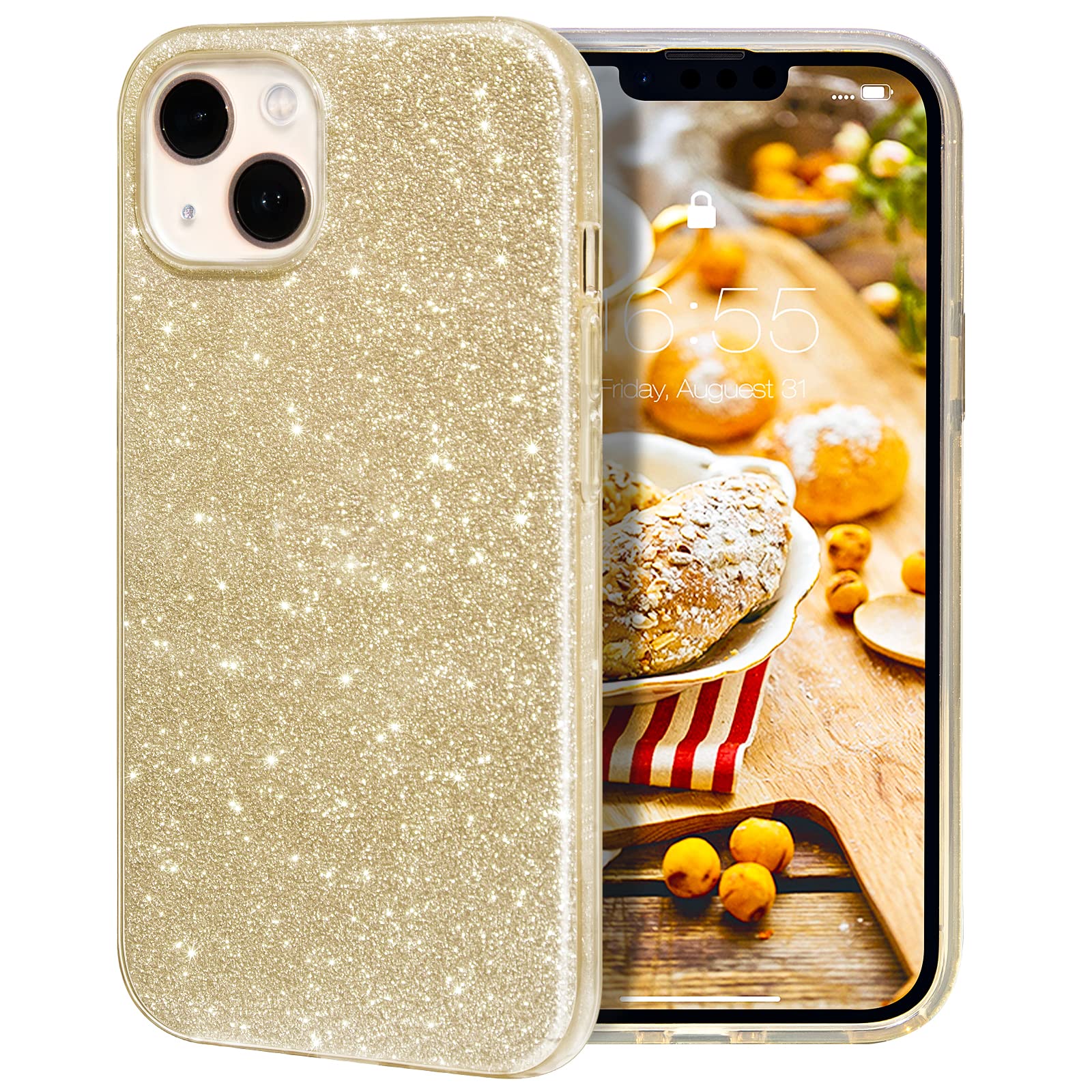 MILPROX iPhone 13 Case (2021) - Glitter Sparkly Protective Cover with 3-Layer Shockproof Design | Compatible with iPhone 13 6.1
