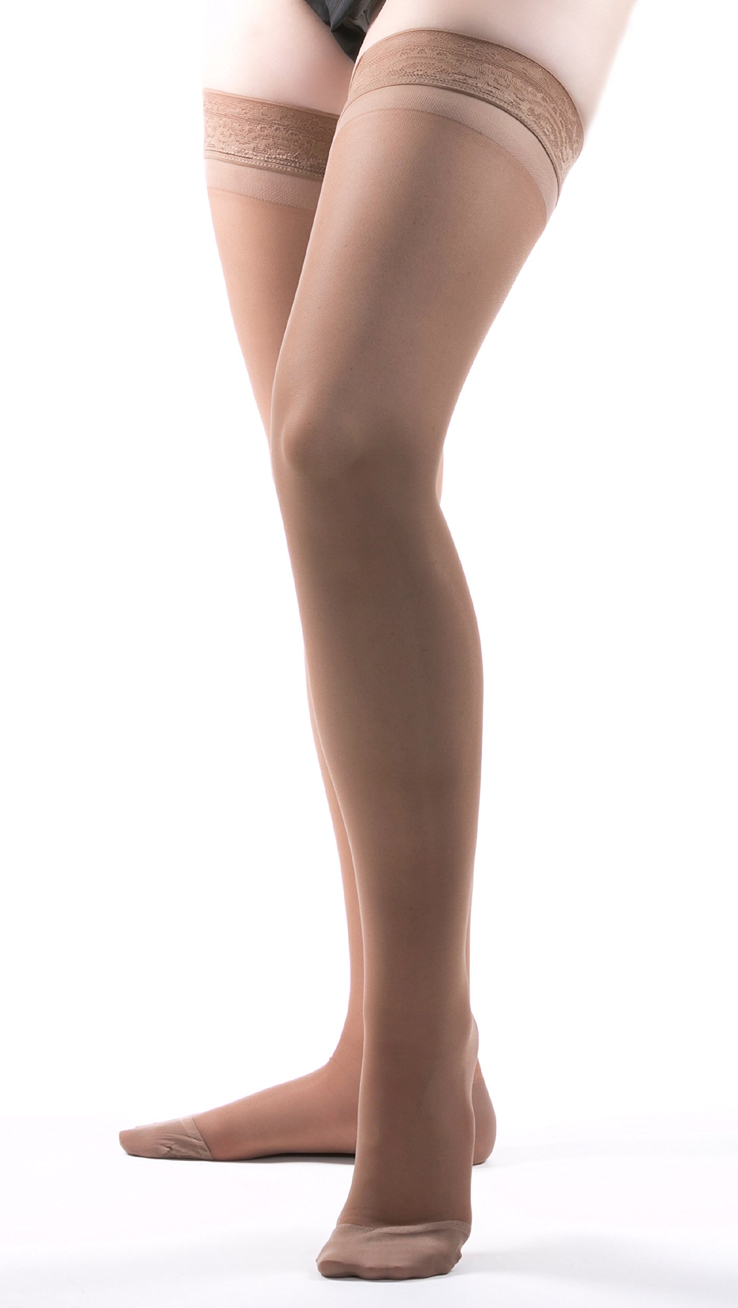 Allegro 15-20 mmHg Essential 4 Sheer Compression Stockings for Women - Thigh High, Closed Toe, Comfortable Support Hose - Perfect for Varicose Veins, Travel & Nursing