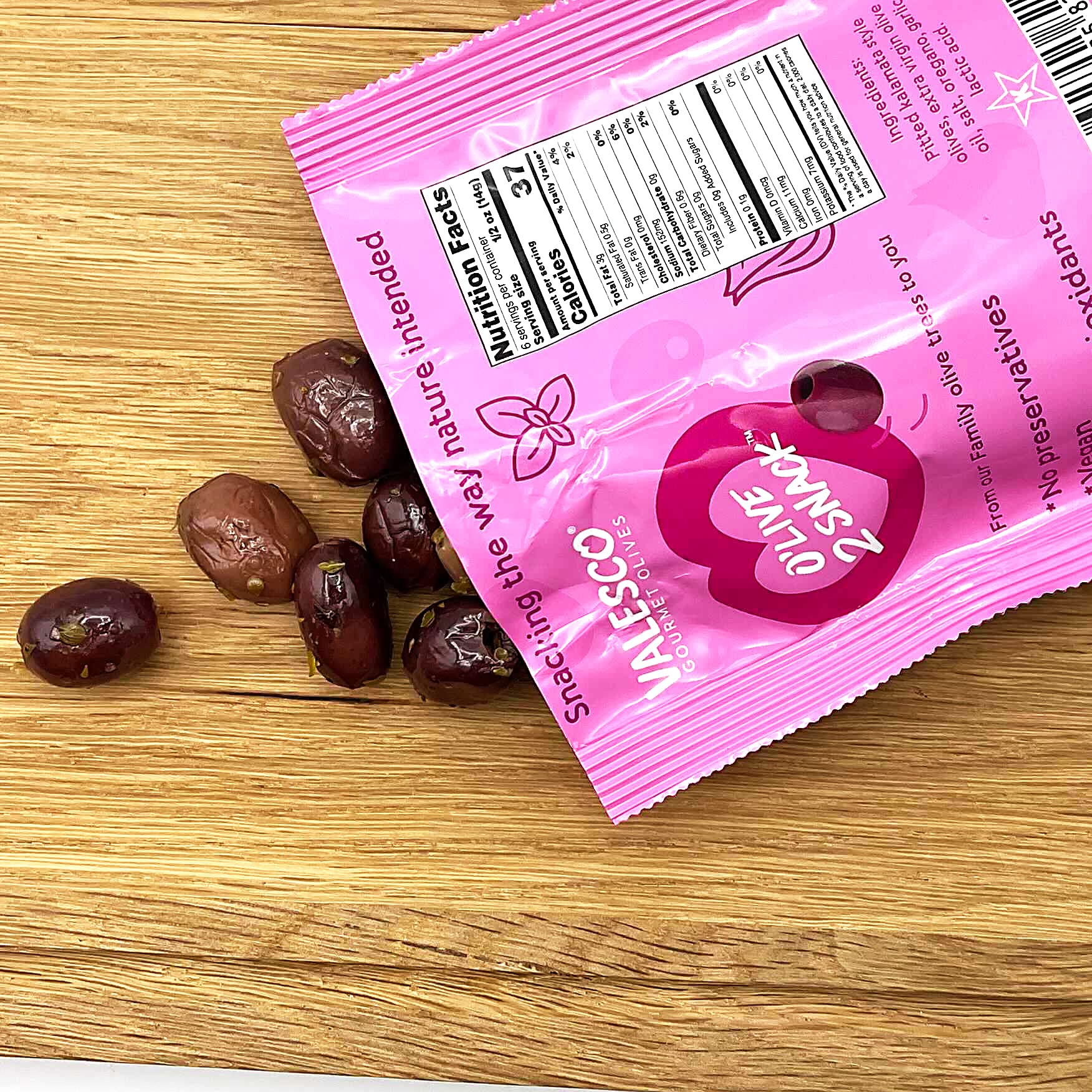 Valesco Gourmet Pitted Kalamata Olives with Oregano & Garlic - 3 oz (Pack of 4) | Healthy Mediterranean Snack for Charcuterie Boards, Salads & Cocktail Parties