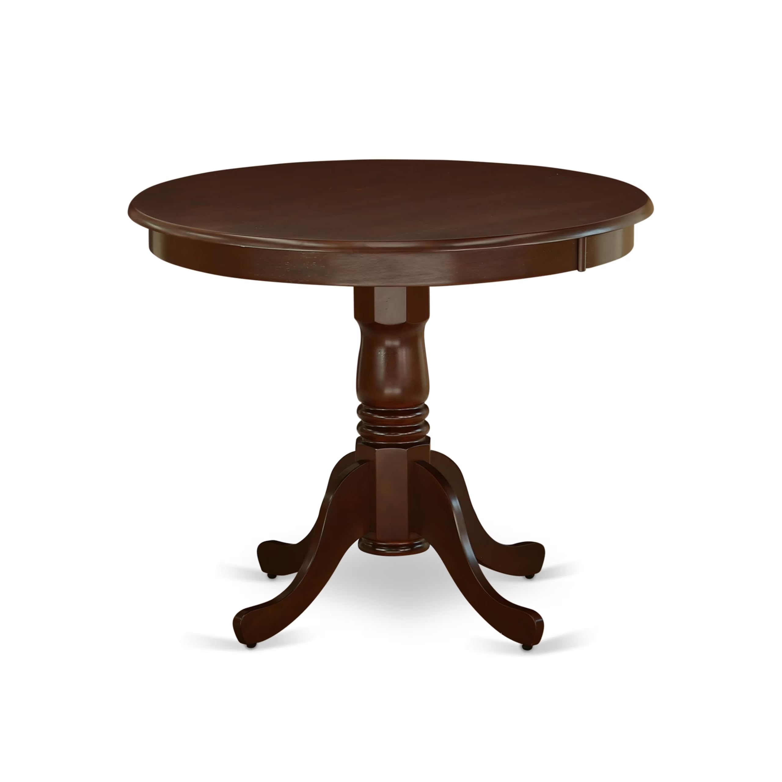 East West Furniture ANVE3-MAH-47 3-Piece Round Dining Table Set with Pedestal Base & 2 Linen Fabric Parson Chairs - 36x36 Inch, Linen White - Perfect for Small Spaces, Apartments, and Cozy Kitchens