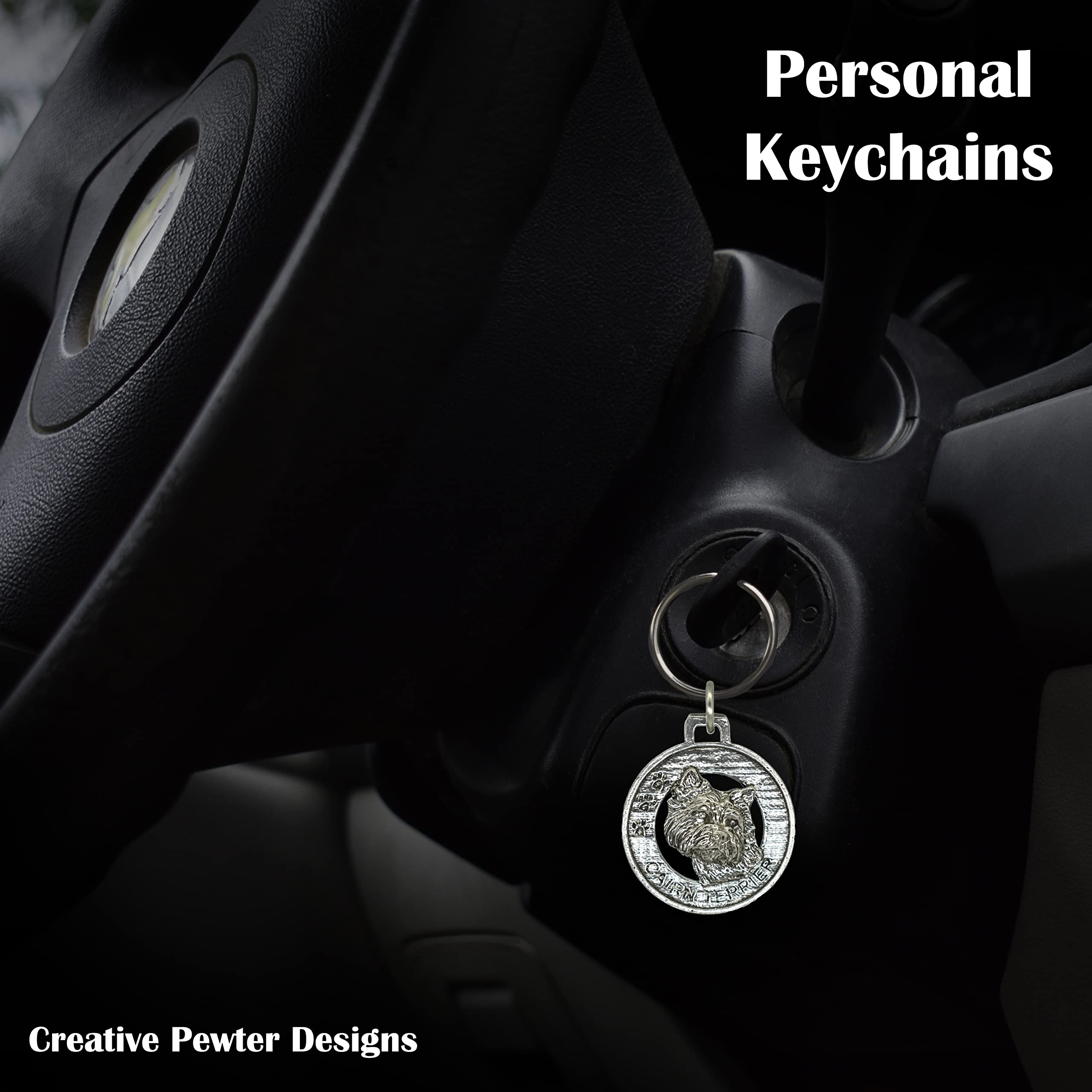 **Handmade Pewter Cairn Terrier Dog Keychain - 1.5 Inch Metal Key Ring, Pet Tag & Gift (D042KC) - 100% Made in USA | Perfect for Dog Lovers, Keychains Collection & Unique Gifts**