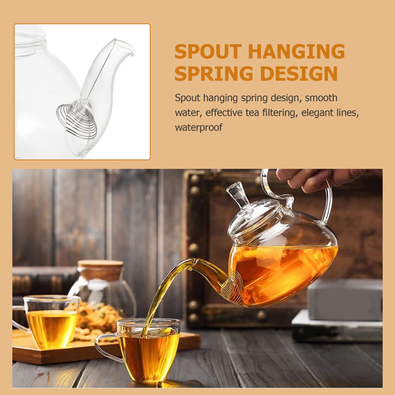 Heat Resistant Glass Teapot with Infuser - 32oz Borosilicate Glass Tea Kettle for Home & Office - Perfect for Brewing Loose Leaf Tea, Herbal Tea, and Iced Tea - Microwave & Dishwasher Safe