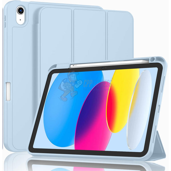 Premium Silicone Case for iPad 10 (2022) & iPad 11 (2025) with Apple Pencil Holder - Light Blue | Shockproof Protective Cover for Work, School & Travel