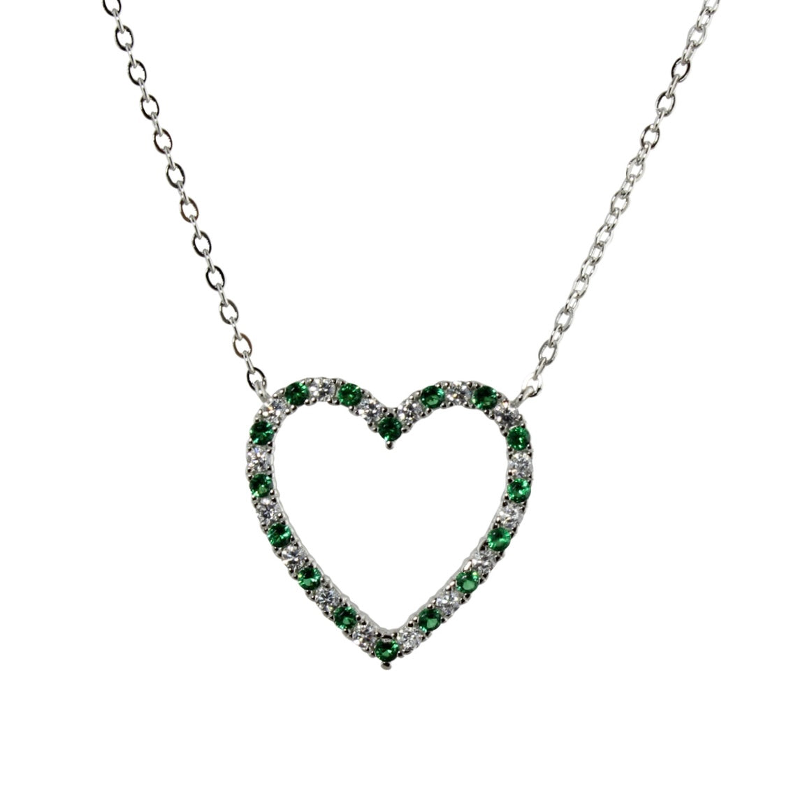 Emerald Green Heart Outline Necklace - Elegant Dainty Jewelry for Women, Perfect Gift for Valentine's Day, Anniversary & Special Occasions