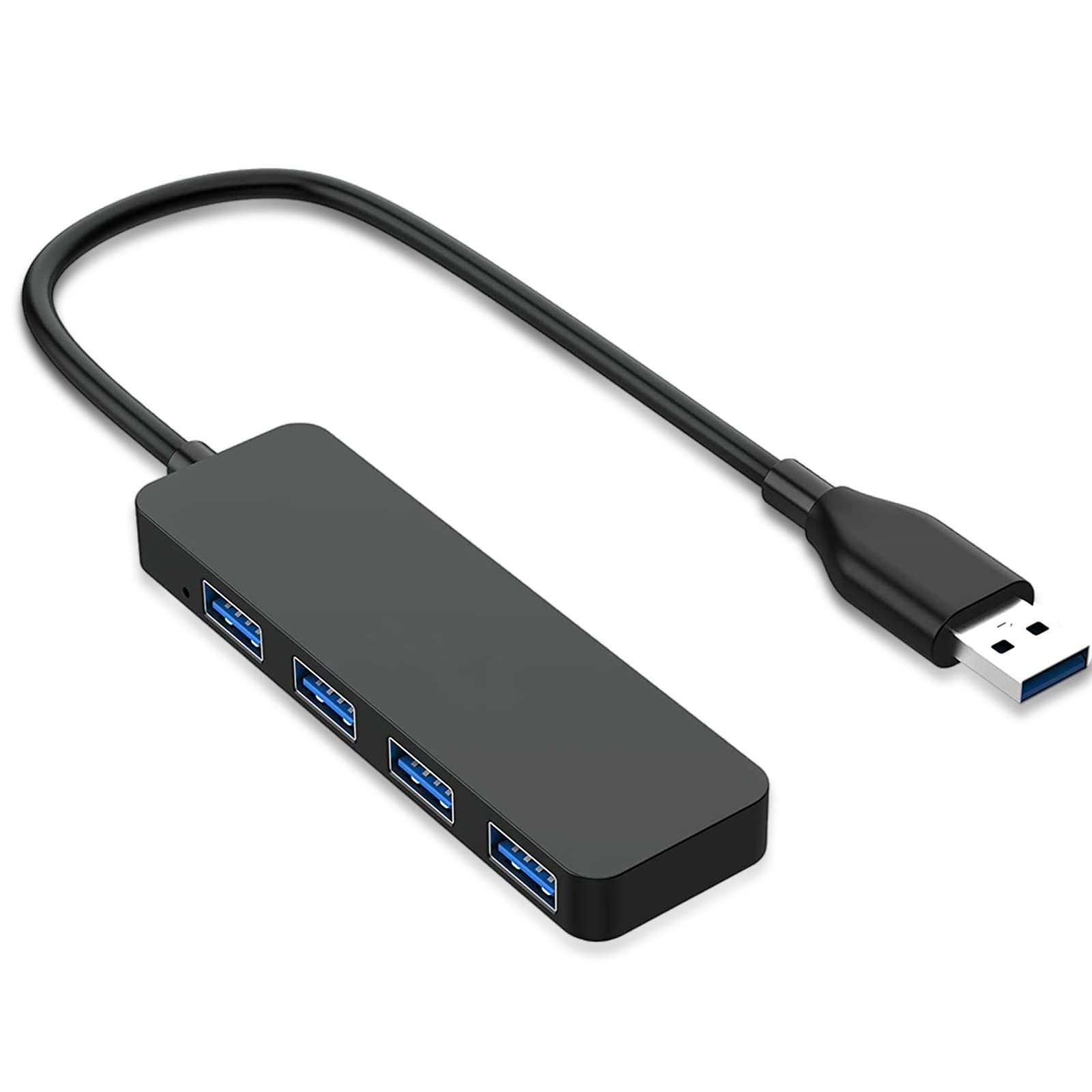 4-Port USB 3.0 Hub Ultra Slim - High Speed Data Hub & Splitter for MacBook, PC, Laptop - USB Extension Adapter for Flash Drives, External HDD | Perfect for Home Office, Gaming & Travel Accessories