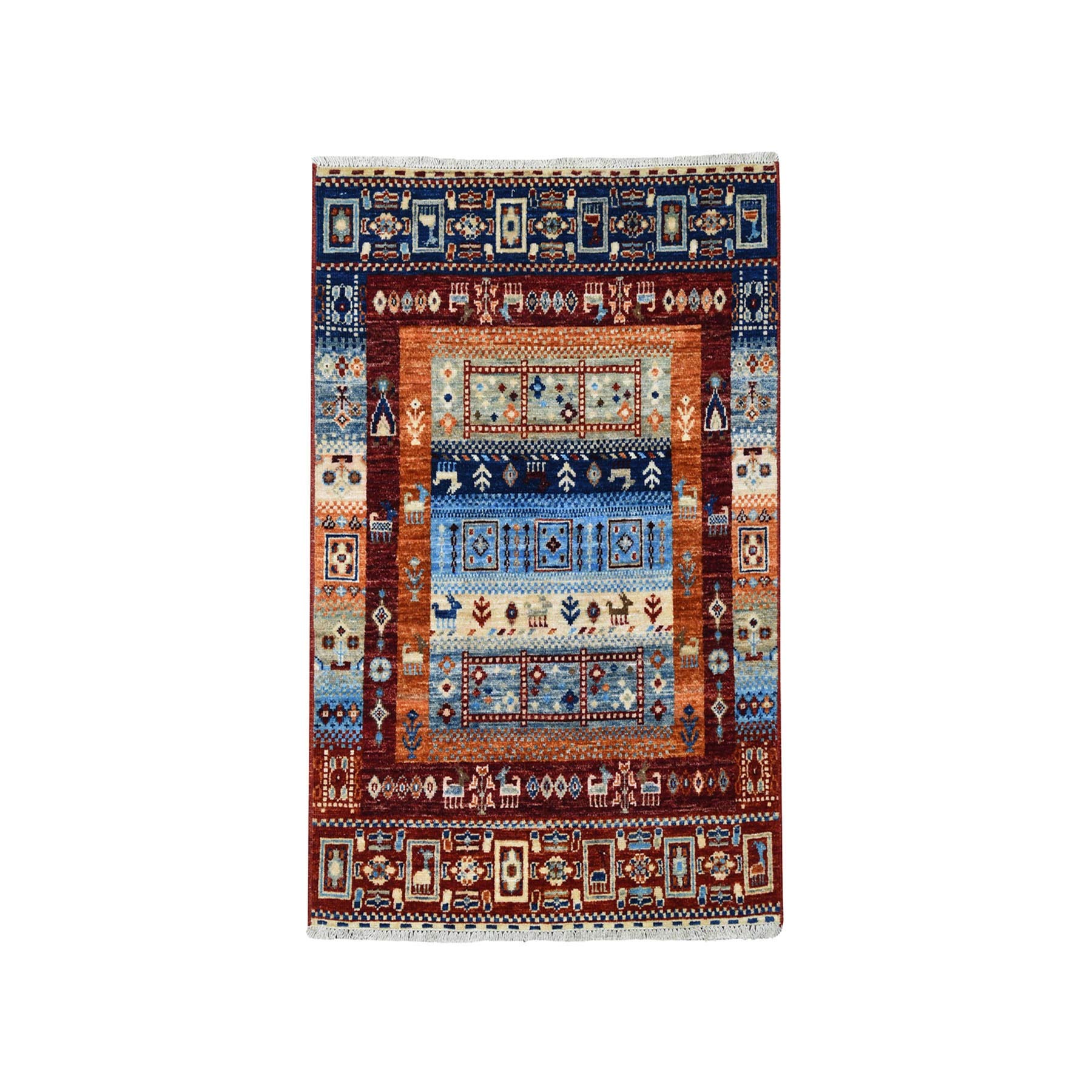 Authentic Red Kashkuli Pure Wool Hand-Knotted Oriental Rug 2'9