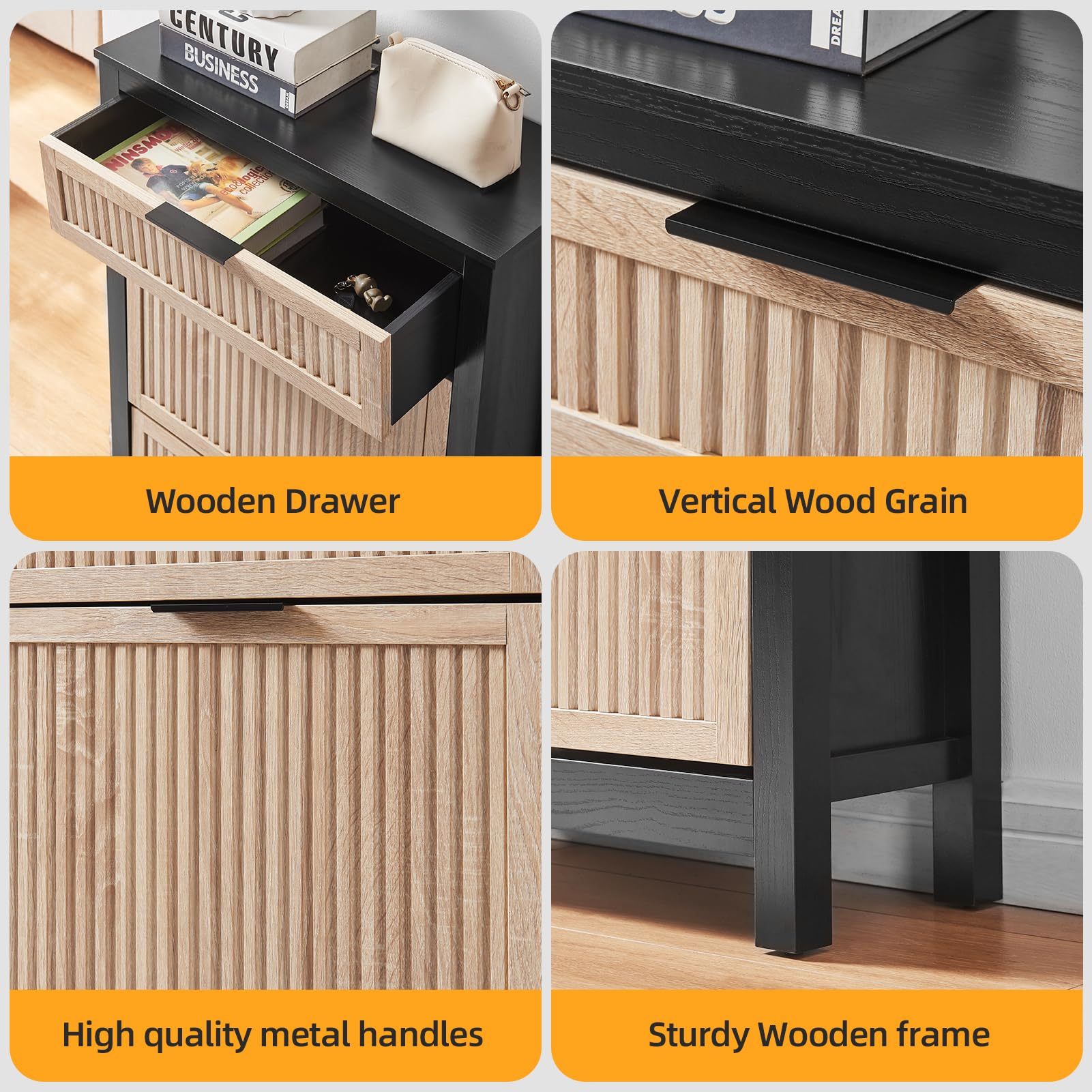 2-Tier Flip Drawer Shoe Storage Cabinet - Narrow Entryway Shoe Organizer for Front Door, Free Standing Hidden Wooden Hallway Shoe Rack (Oak & Black) - Perfect for Small Spaces, Apartments & Closet Organization
