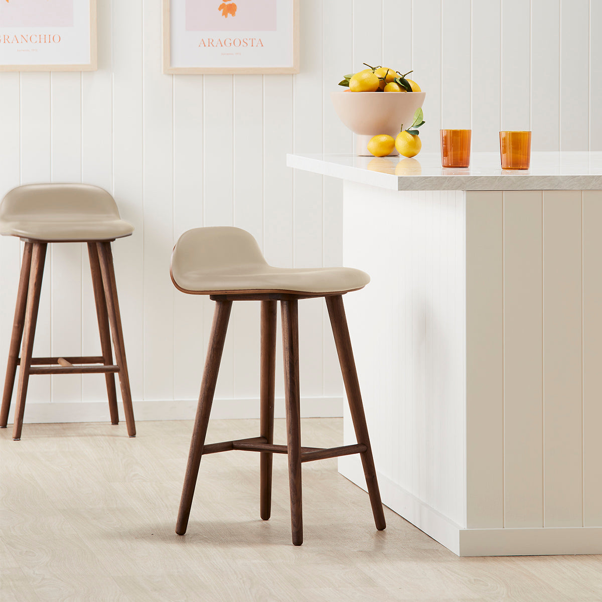 Premium Leather Bar Stool - Adjustable Height Modern Counter Stool with Backrest - Perfect for Kitchen Island, Home Bar & Dining Room Decor