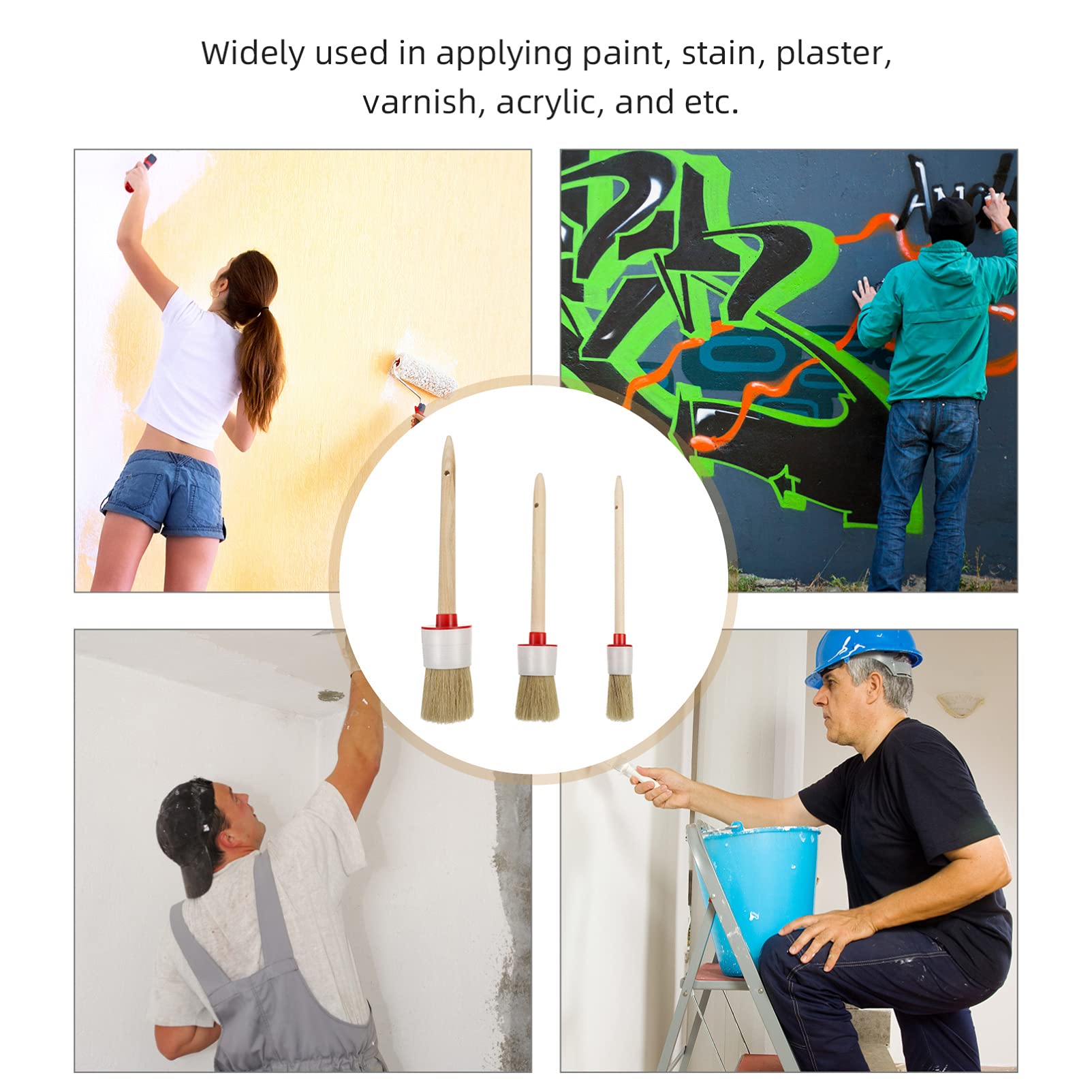 DOITOOL Professional Paint Brush Set - 12-Piece Wood Handle Oil, Wax & Cleaning Brushes with Chinese Bristles for Artists & DIY Home Projects - Perfect for Oil Painting, Furniture Waxing & Surface Cleaning
