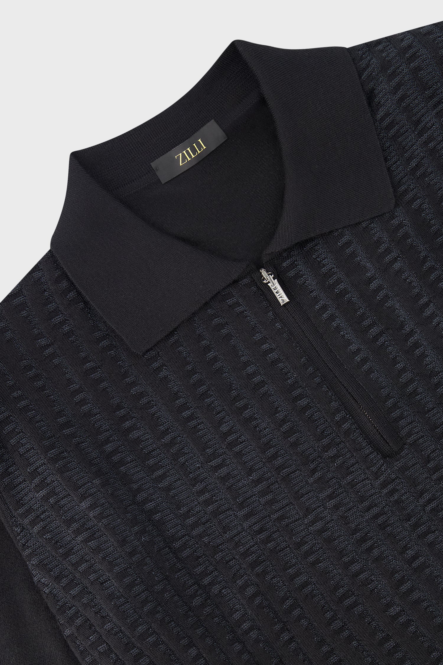 Zilli Black Zipped Collar Knitwear Sweater for Men - Stylish Winter Pullover with Front Zipper - Perfect for Casual Outings & Office Wear