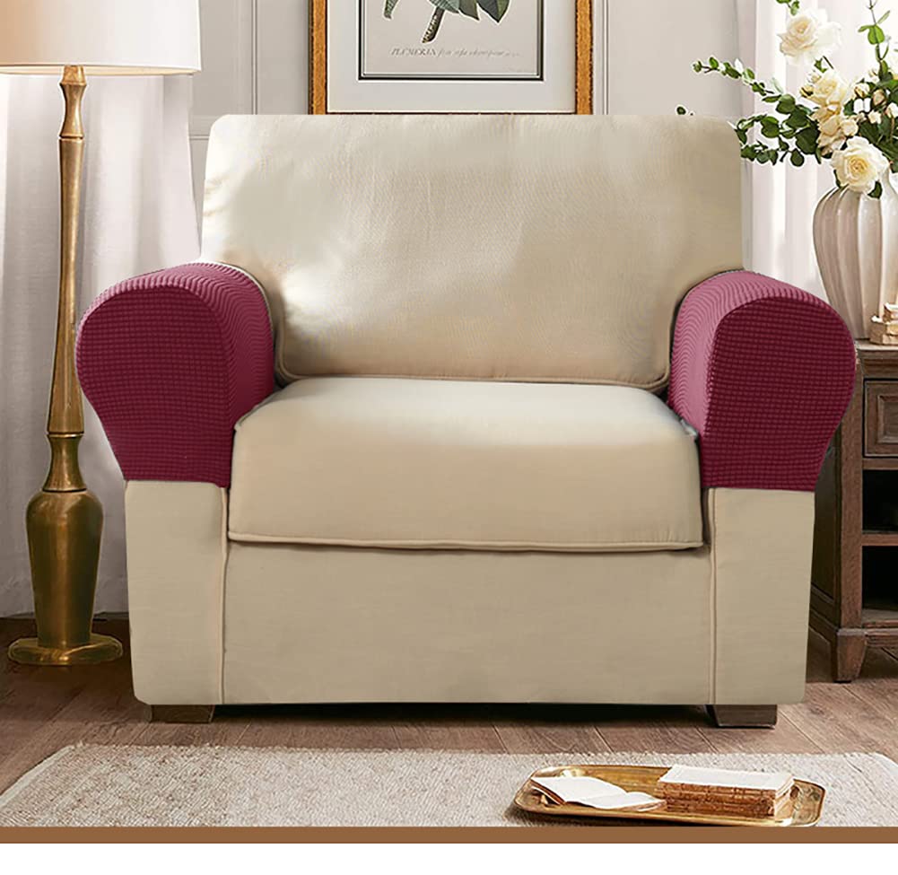 LINGXIYA 2-Pack Stretchable Sofa Armrest Covers - Soft Recliner & Chair Arm Protectors for Furniture - Perfect for Living Room, Office, and Home Decor