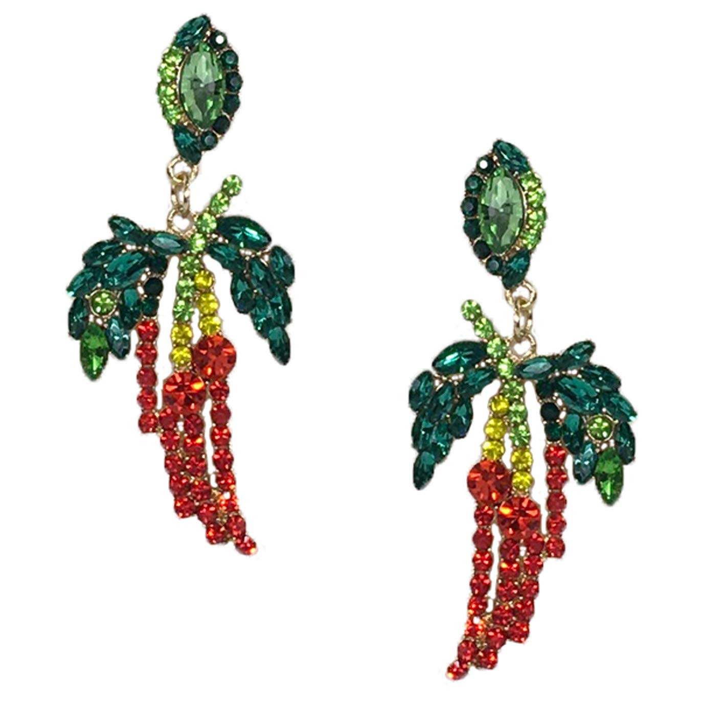 Hot Chili Crystal Drop Earrings - Red for Party & Evening Wear