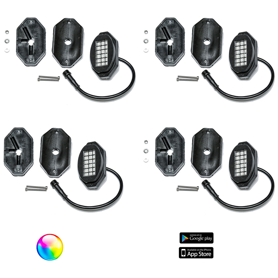 5150 Whips 187 Style Rock Lights with Control Harness - Off-Road LED Underbody Lighting for Trucks, Jeeps & ATVs - Waterproof, Multi-Color Customization for Night Driving & Car Shows
