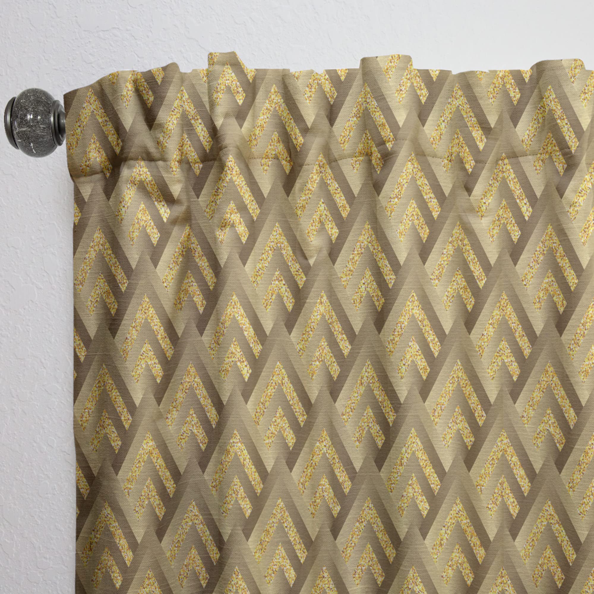 DesignQ Thermal Insulated Blackout Curtains - Golden Plaid Pattern, 52x90 Inch Single Panel for Bedroom & Living Room - Energy Saving, Noise Reducing, Perfect for Home Decor & Privacy