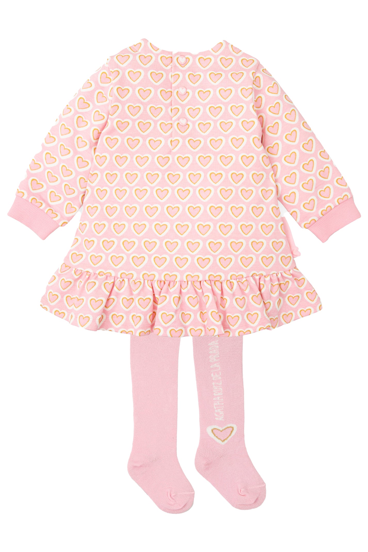 Sloane Baby Pink Heart Dress & Tights - Adorable Valentine's Day Outfit for Girls | Perfect for Photoshoots, Parties & Special Occasions
