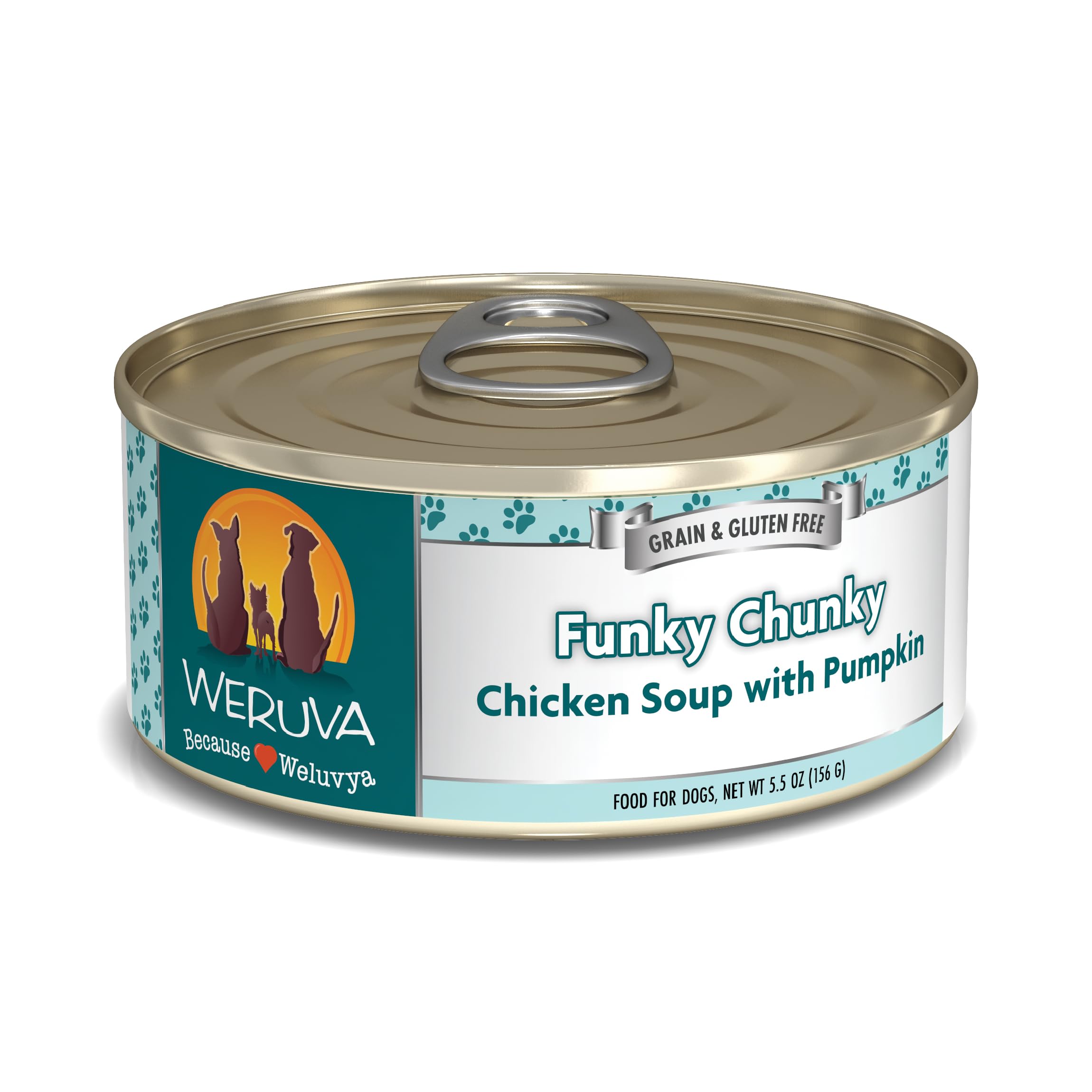 Weruva Classic Dog Food - Funky Chunky Chicken Soup with Chicken Breast & Pumpkin in Gravy, Grain-Free Wet Dog Food, 5.5oz Can (Pack of 24) - High Protein Meal for Adult Dogs, Perfect for Picky Eaters & Sensitive Stomachs