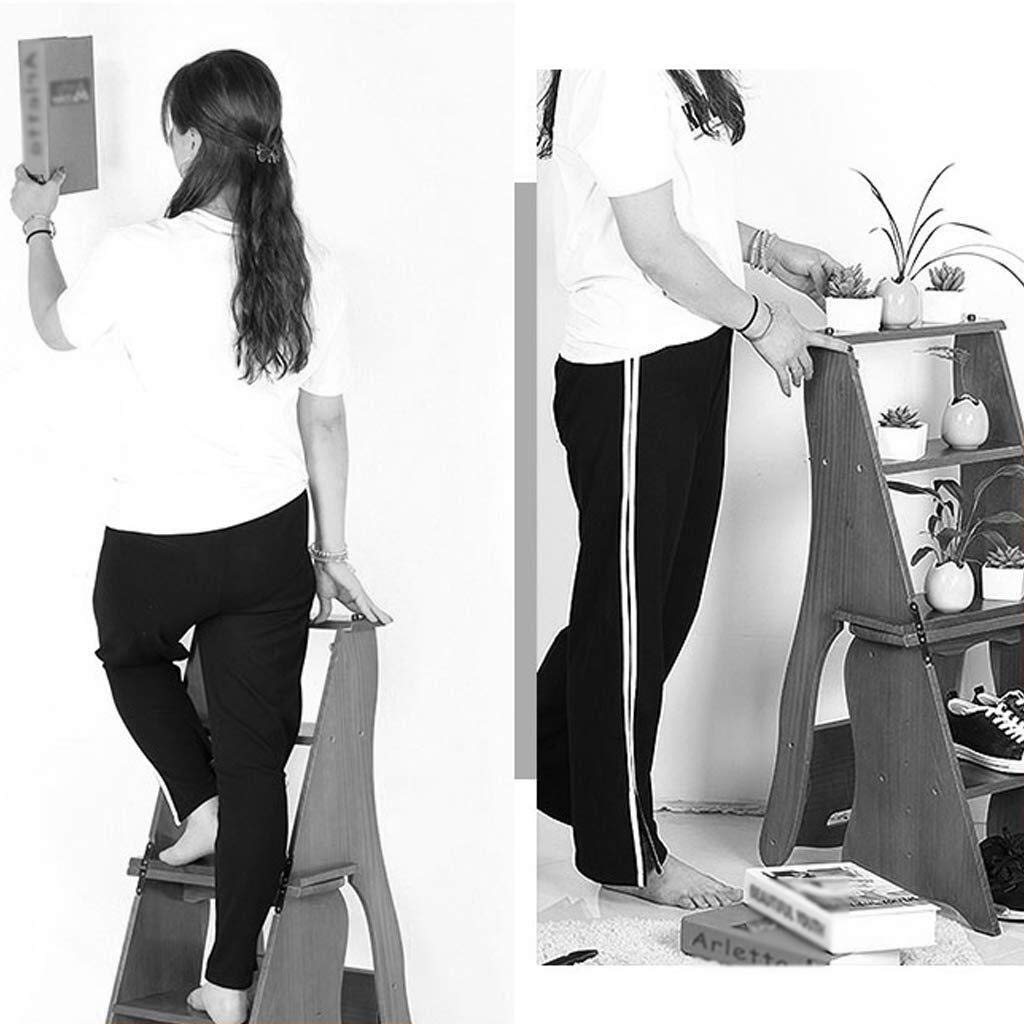 **Heavy Duty Wooden Folding Step Stool Ladder - Convertible Chair for Indoor Climbing, Shelf Access - Perfect for Living Room, Balcony & Home Storage**