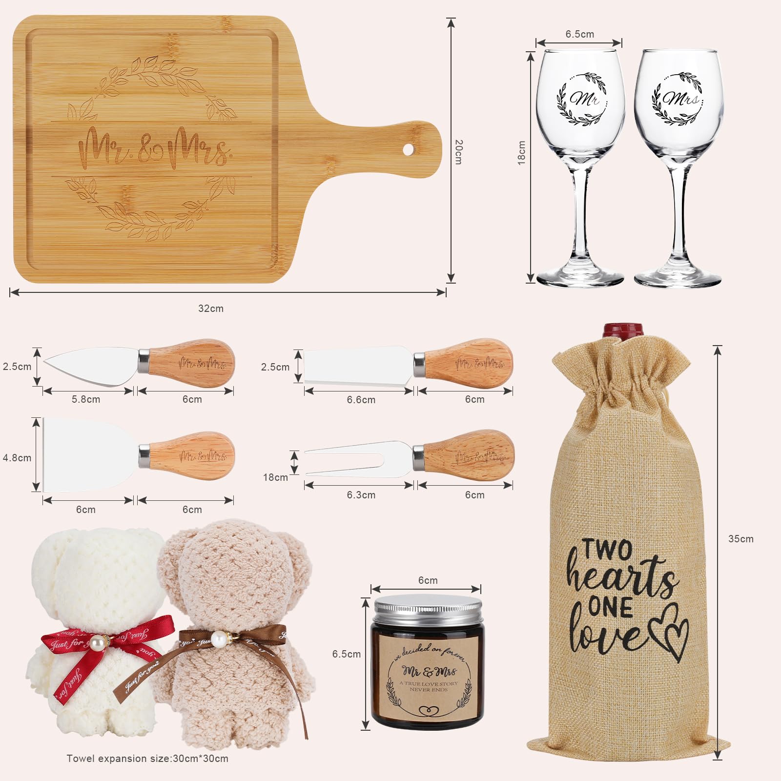 2025 Wedding Gifts for Couples - Elegant Bamboo Serving Board & Candle Basket Set for Bride, Groom & Newlyweds | Unique Mr & Mrs Present for Anniversary, Housewarming & Romantic Dinners