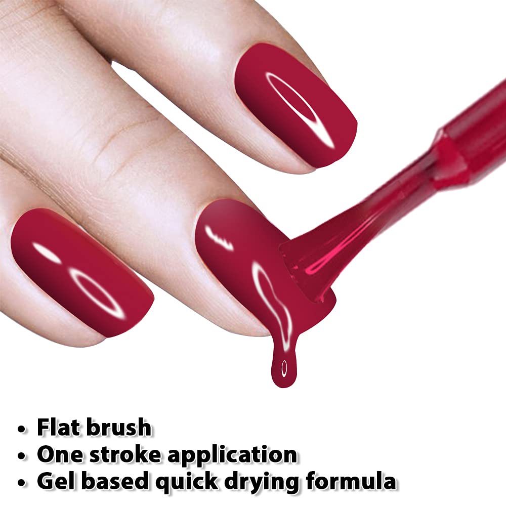ForSure Glossy Quick Dry Gel Nail Polish - Red for Salon & Home Use