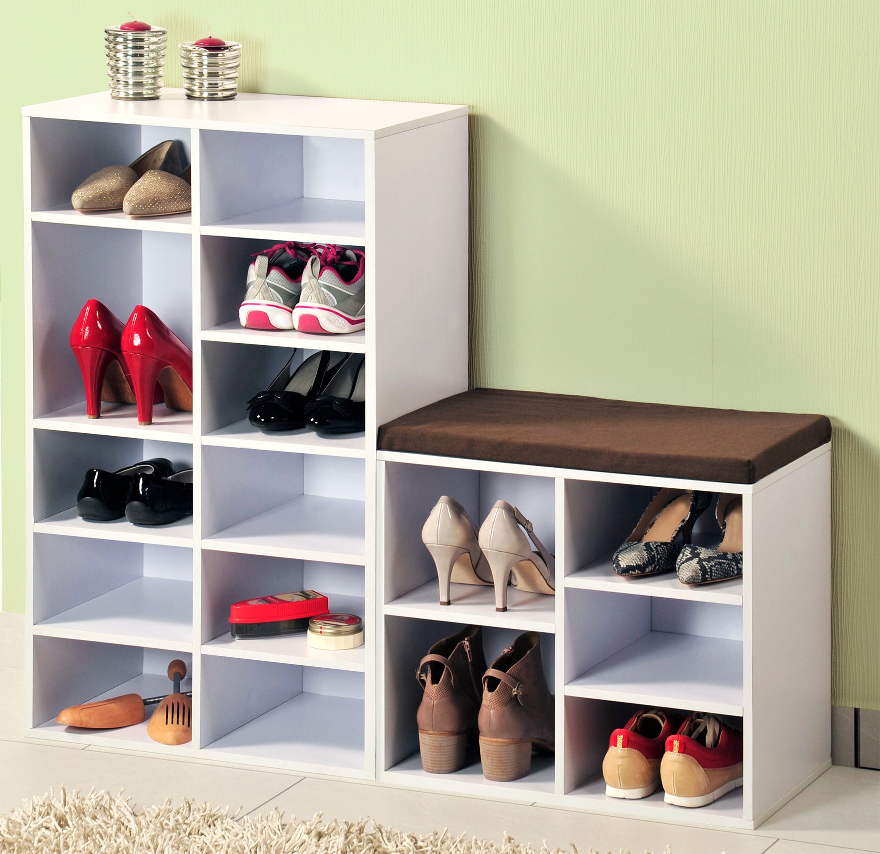 12 Pair White Shoe Storage Cubbies - Organize Your Closet, Entryway, or Mudroom with Stylish Shoe Shelves
