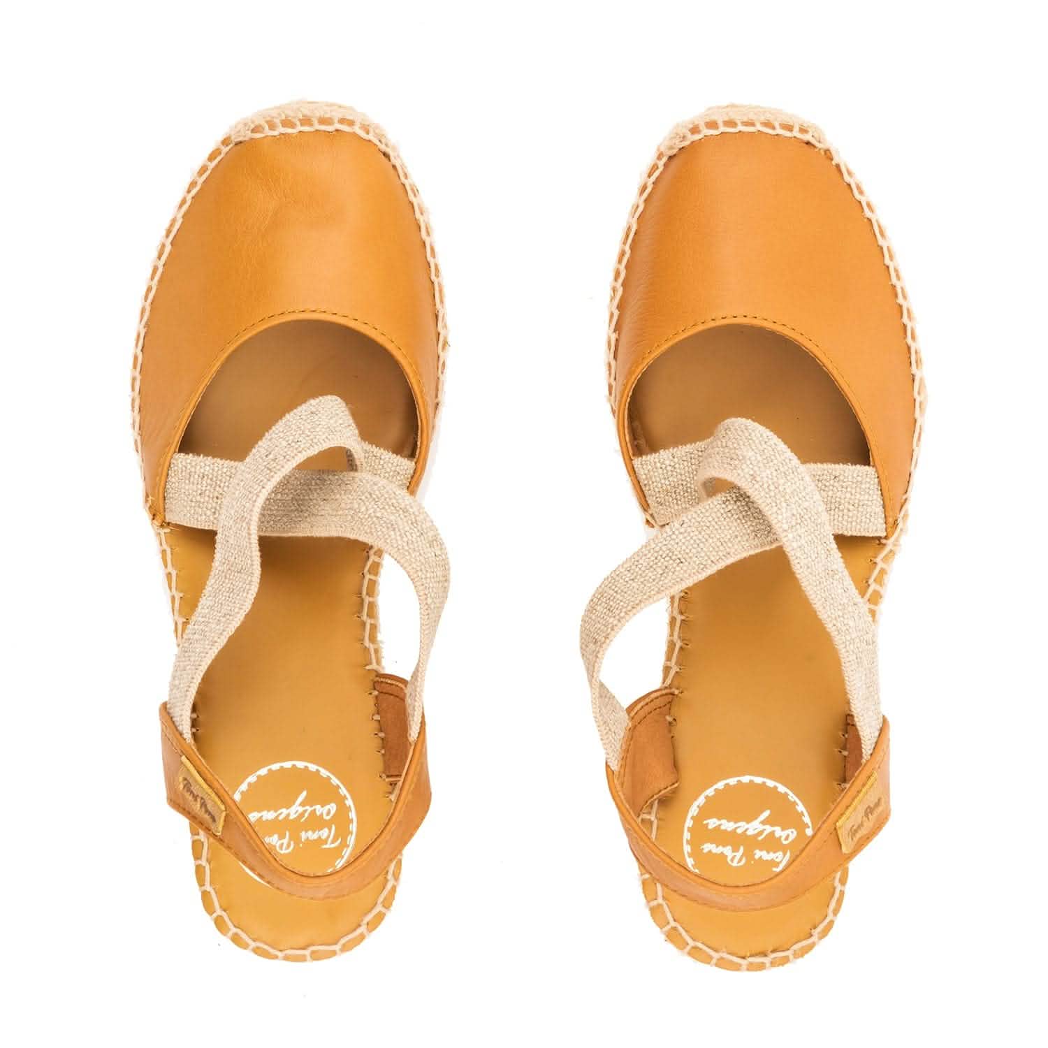 Women's Plain Leather Wedge Espadrilles - Comfortable Summer Sandals for Casual Outings & Beach Vacations | Saba P