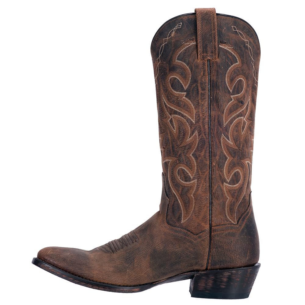 Dan Post Men's Milwaukee Embroidered Western Boots - Black Leather Casual Mid Calf Cowboy Boots for Everyday Wear, Country Music Festivals & Rodeo Events