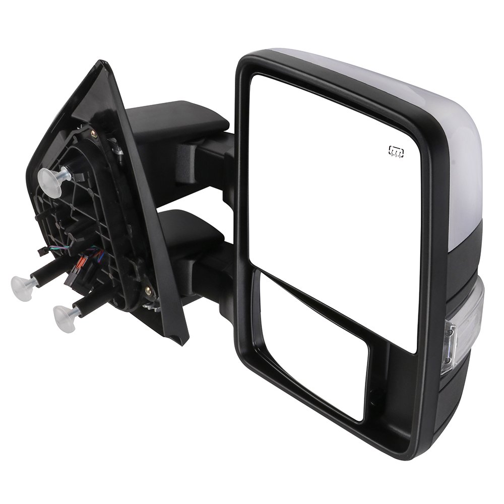 Ford F-150 Towing Mirrors (2004-2014) - Power Heated Side Mirrors with Turn Signal, Puddle Light & Chrome Housing - Perfect for Towing, Off-Roading & Night Driving