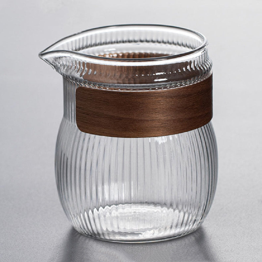Premium Glass Fair Cup with Natural Wooden Handle - Elegant Drinking Glass for Tea, Coffee, and Cocktails - Perfect for Home, Office, and Party Use