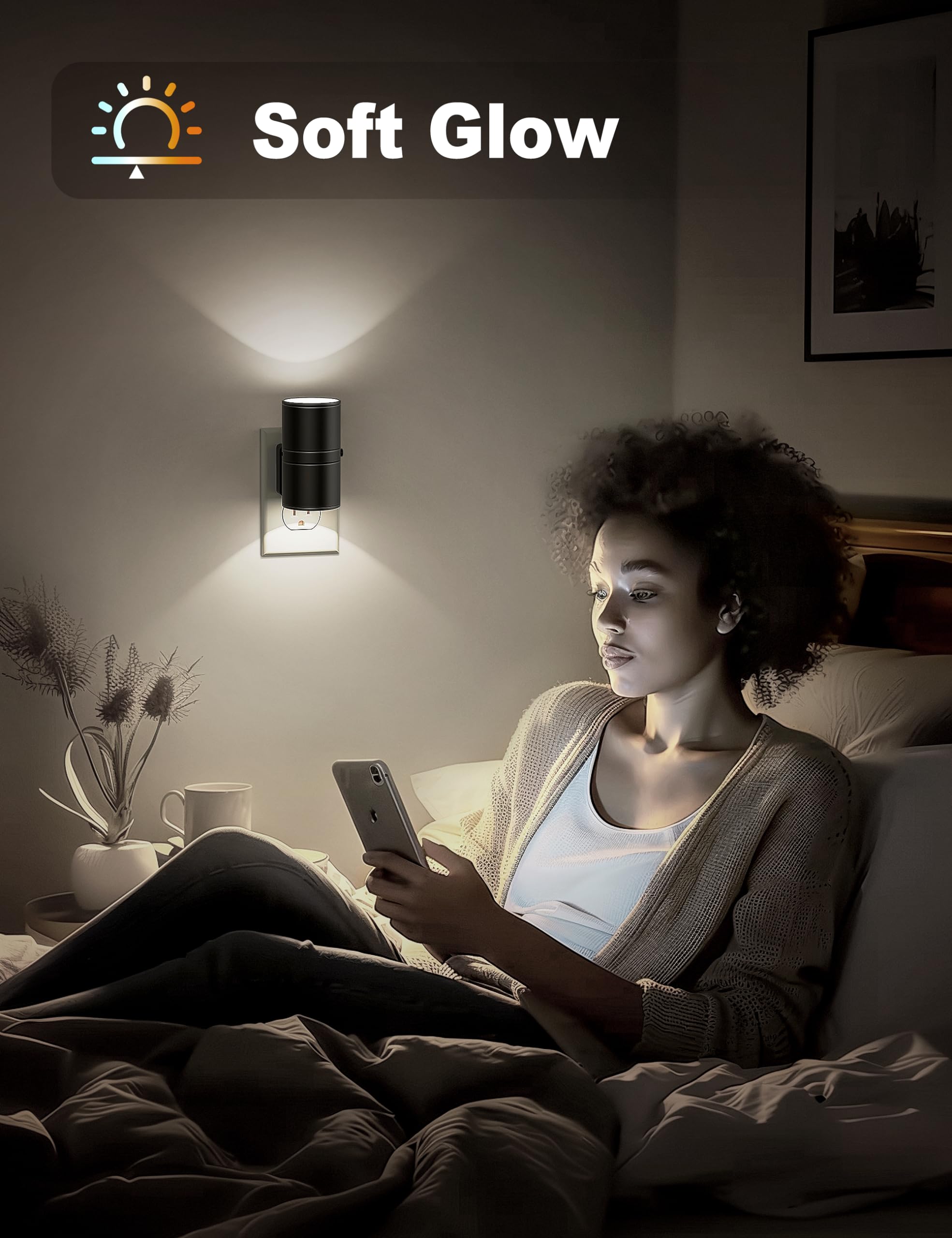 Dimmable Night Light Plug in Wall - 2 Pack, Soft White 5000K with Dusk to Dawn Sensor, Adjustable Brightness 0-100LM for Hallway, Bedroom, Nursery & Bathroom - Perfect for Nighttime Safety and Comfort