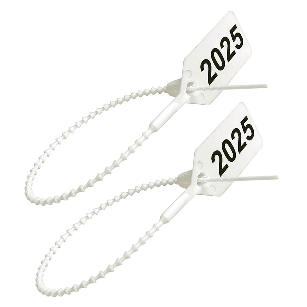 2025 Dated Fire Extinguisher Tamper Seals - 1000 Pack White Zip Ties for Safety Inspection & Maintenance | OSHA Compliant for Commercial Buildings, Schools & Workplaces